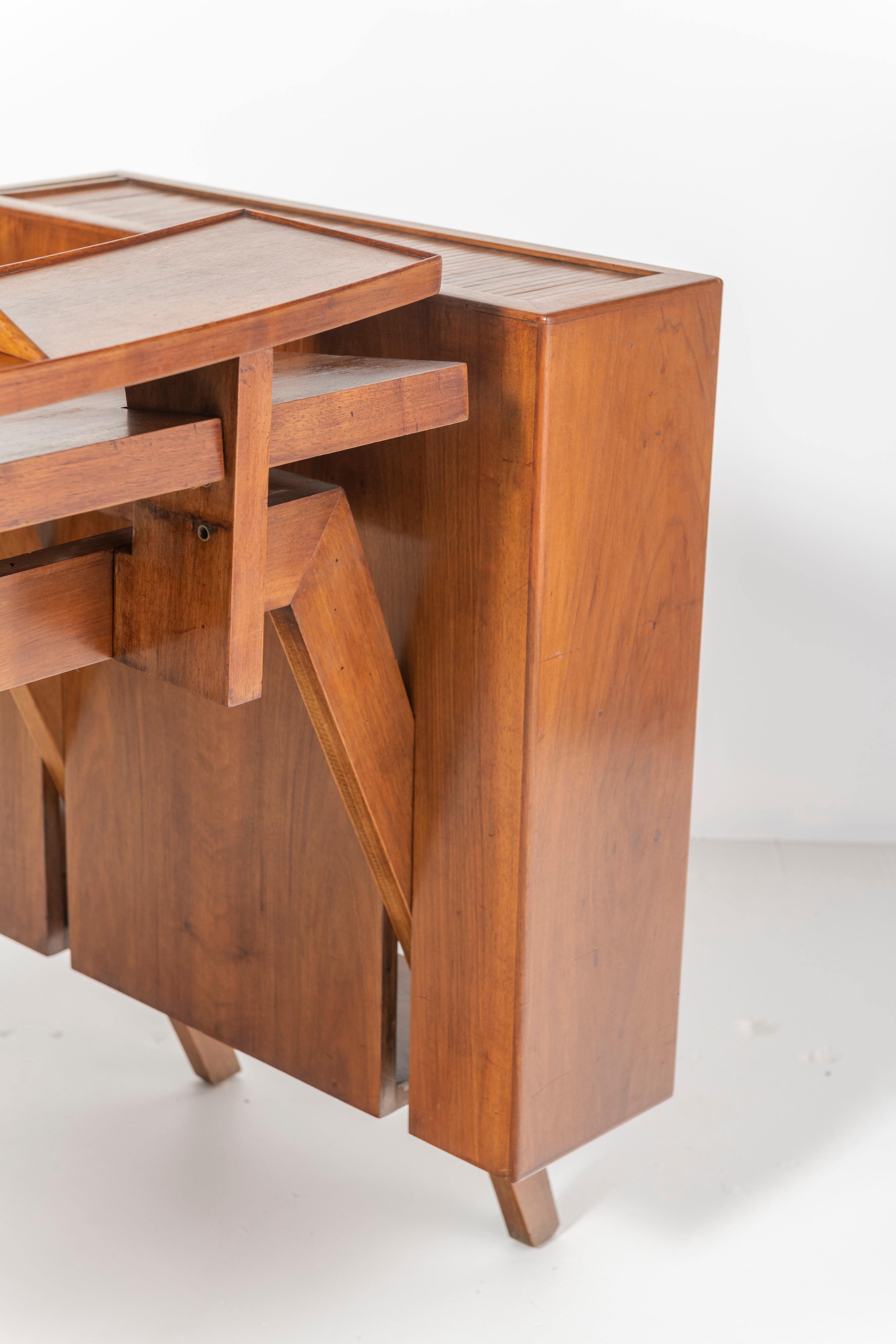 Desk with Adjustable Top and Side Compartment Walnut Veneer, Italy, 1950s 7