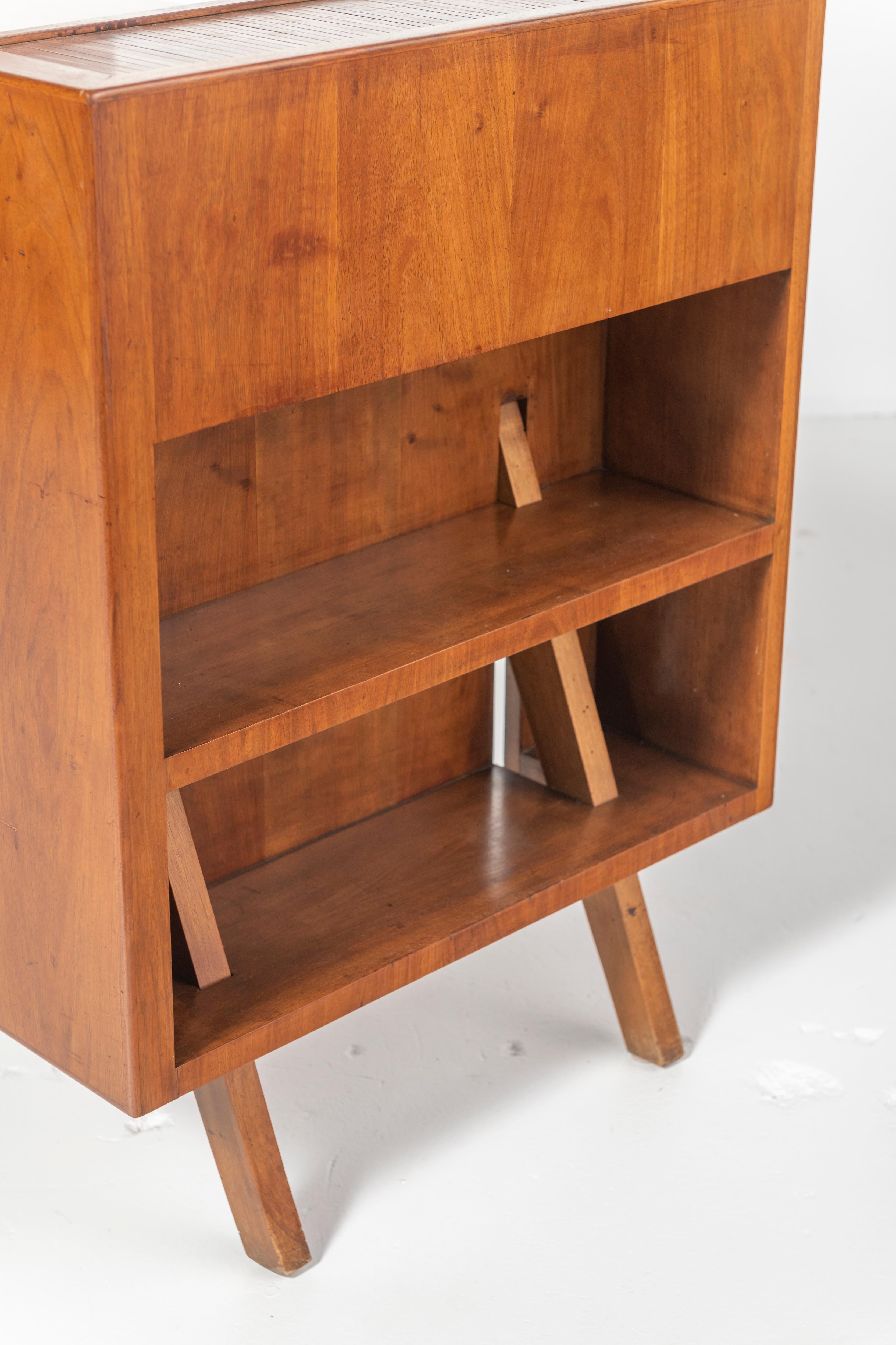 Desk with Adjustable Top and Side Compartment Walnut Veneer, Italy, 1950s 9