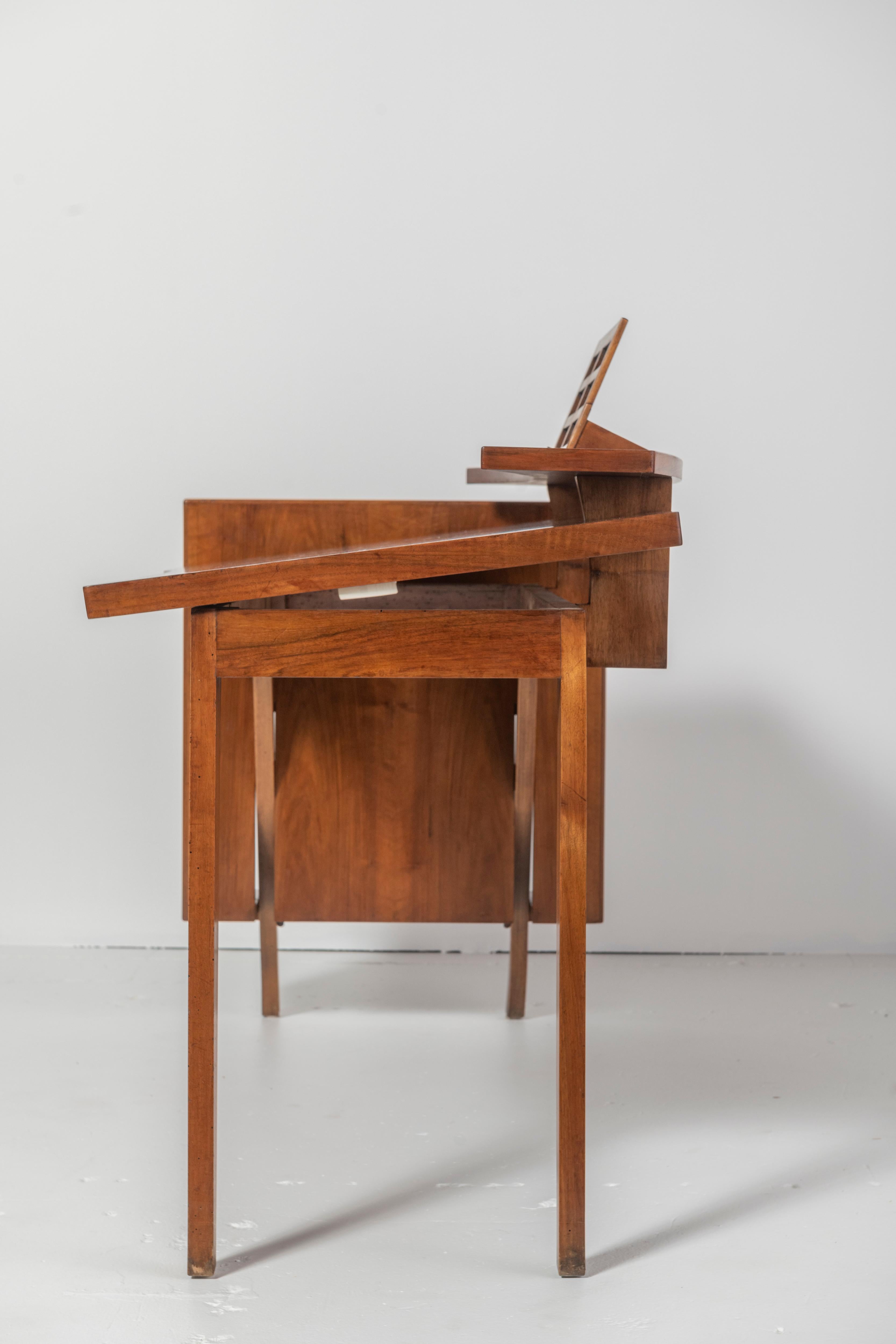 Desk with Adjustable Top and Side Compartment Walnut Veneer, Italy, 1950s 2