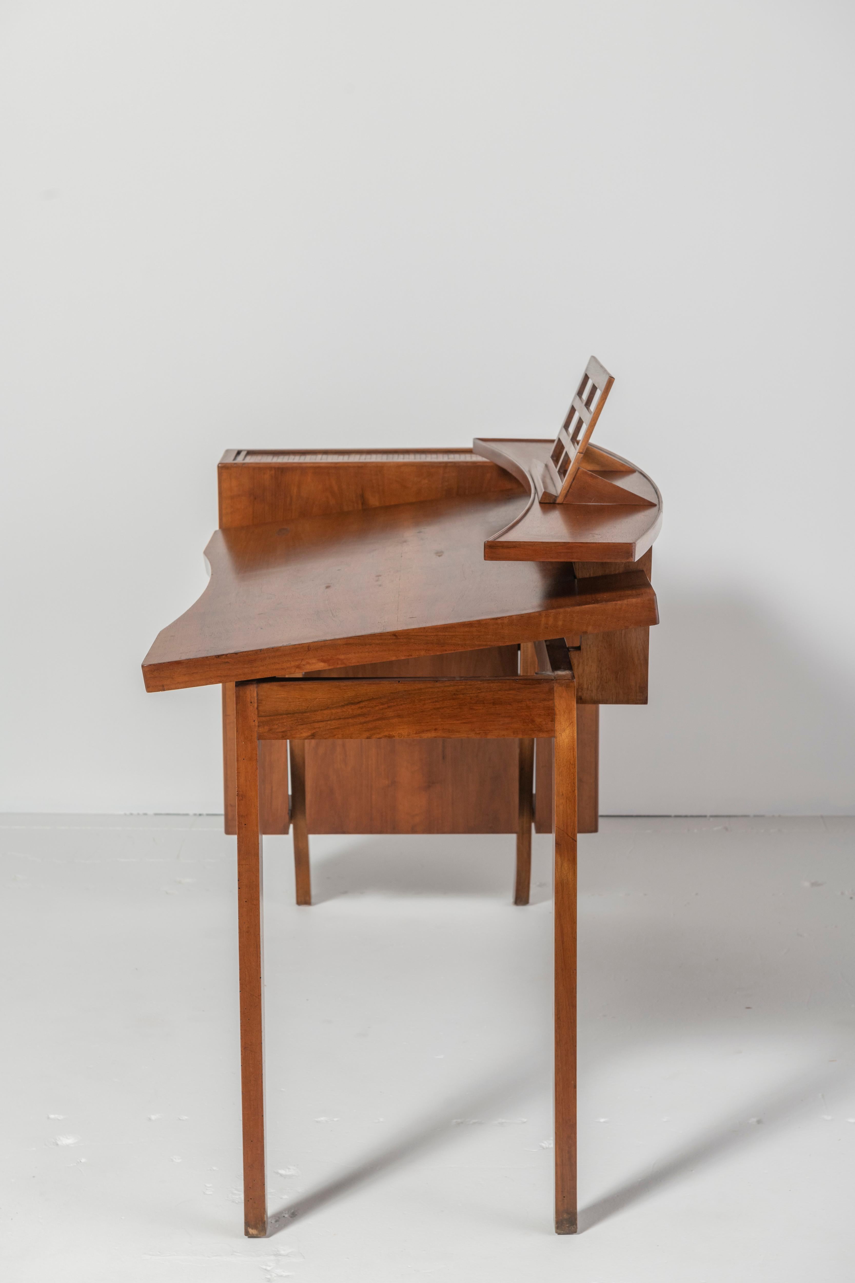 Desk with Adjustable Top and Side Compartment Walnut Veneer, Italy, 1950s 3