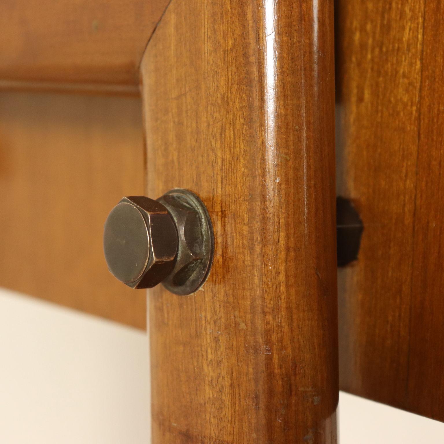 Desk with Drawers Stained Beech Mahogany Veneer Glass Vintage 1950s In Good Condition In Milano, IT