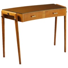 Desk with Drawers Stained Beech Mahogany Veneer Glass Vintage 1950s Desk with Drawers Stained Beech Mahogany Veneer Glass Vintage 1950s