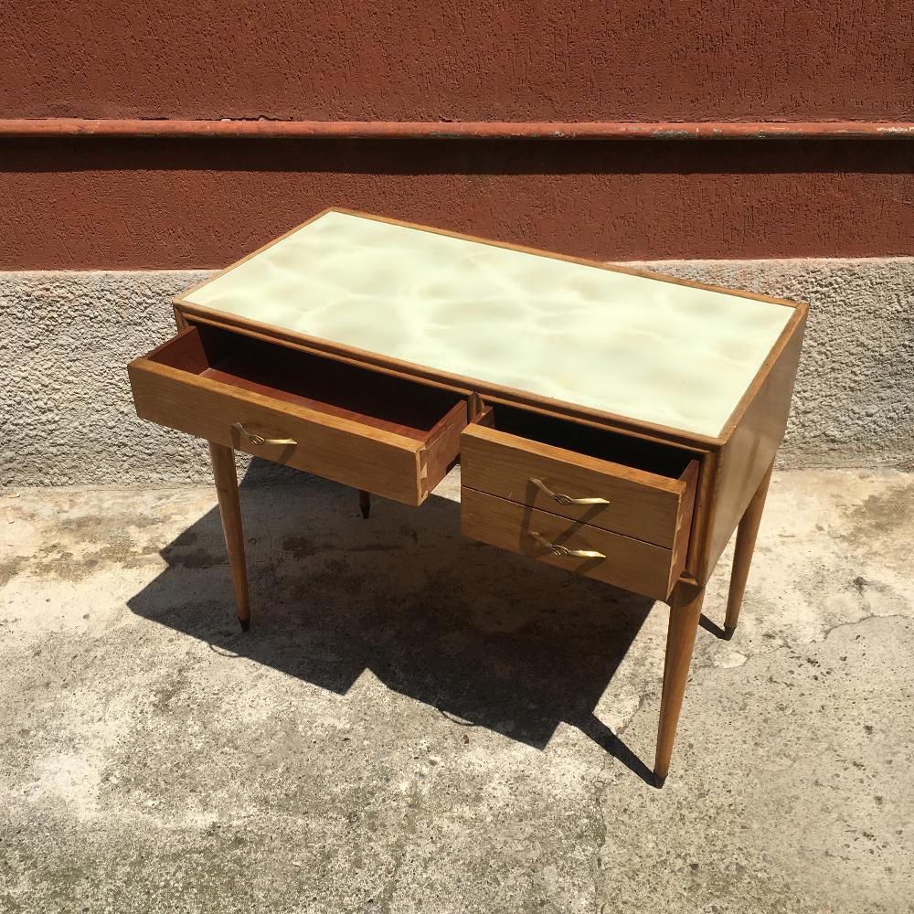 Mid-Century Modern Desk with Drawers with a Light Wood Structure, 1950s