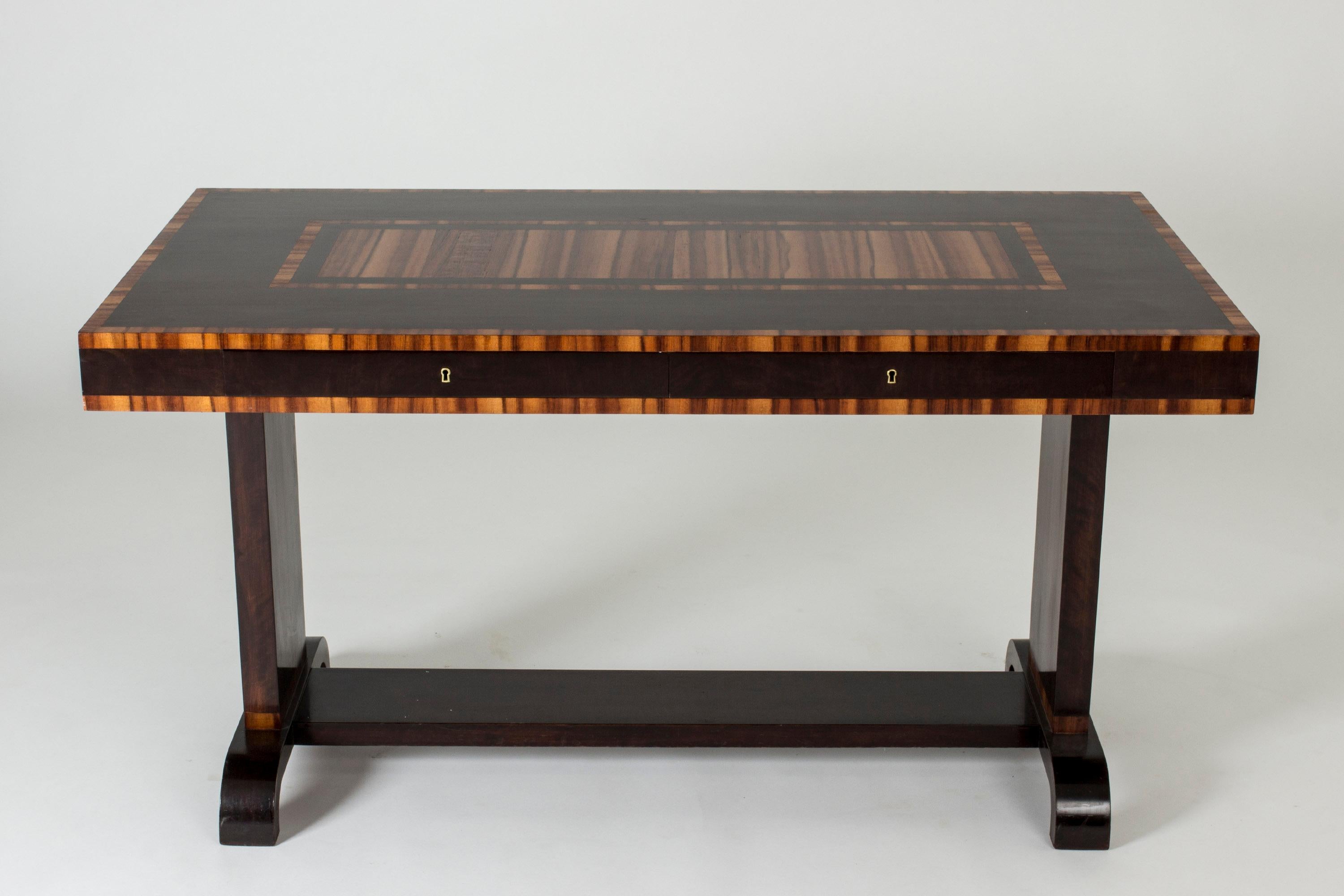 Desk with Inlays, Axel Larsson, Bodafors, Sweden, 1930s In Good Condition In Stockholm, SE