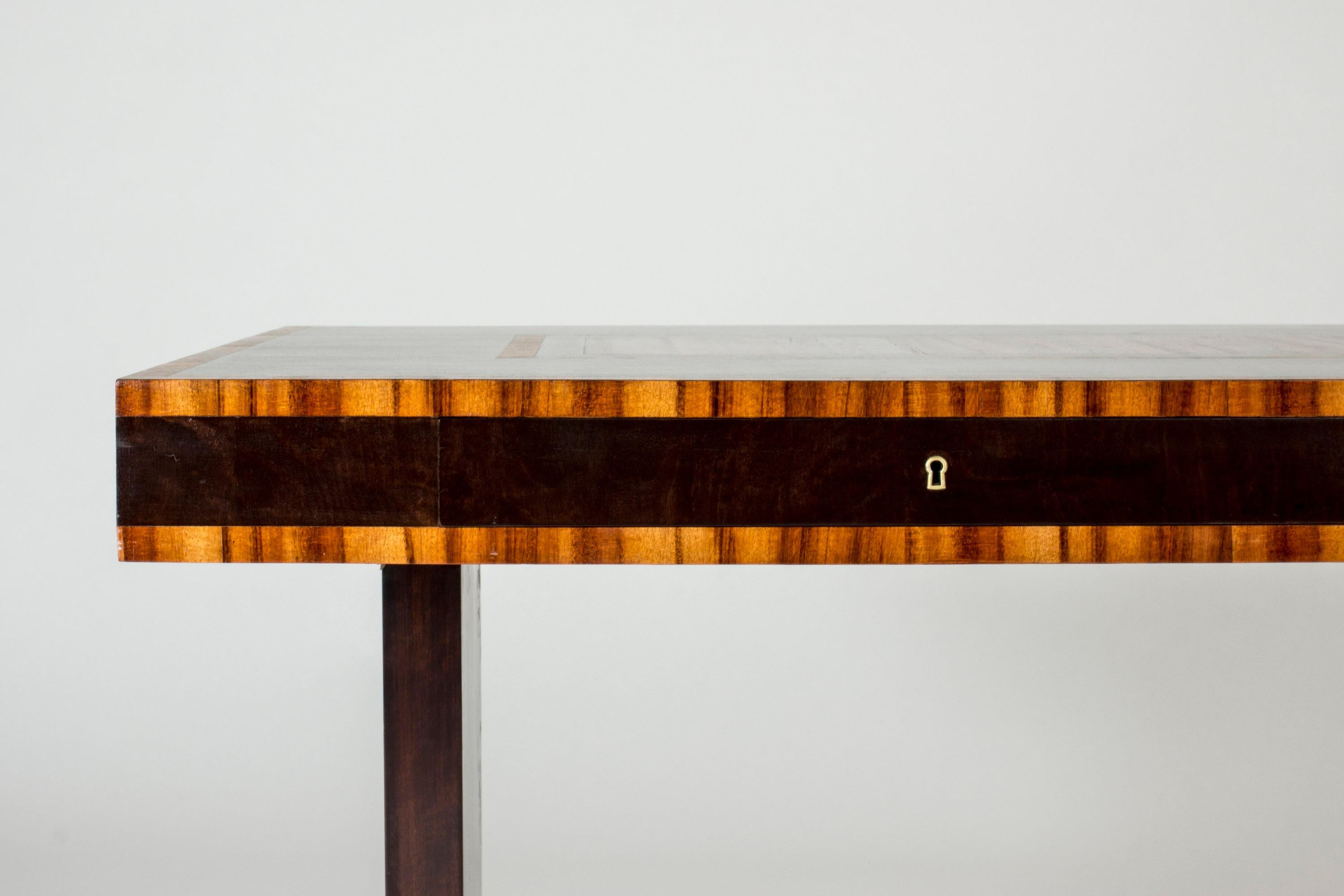 Wood Desk with Inlays, Axel Larsson, Bodafors, Sweden, 1930s
