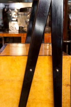 Desk from the 1960s in Leather 'Parchament' and Ebony Wood, Italian