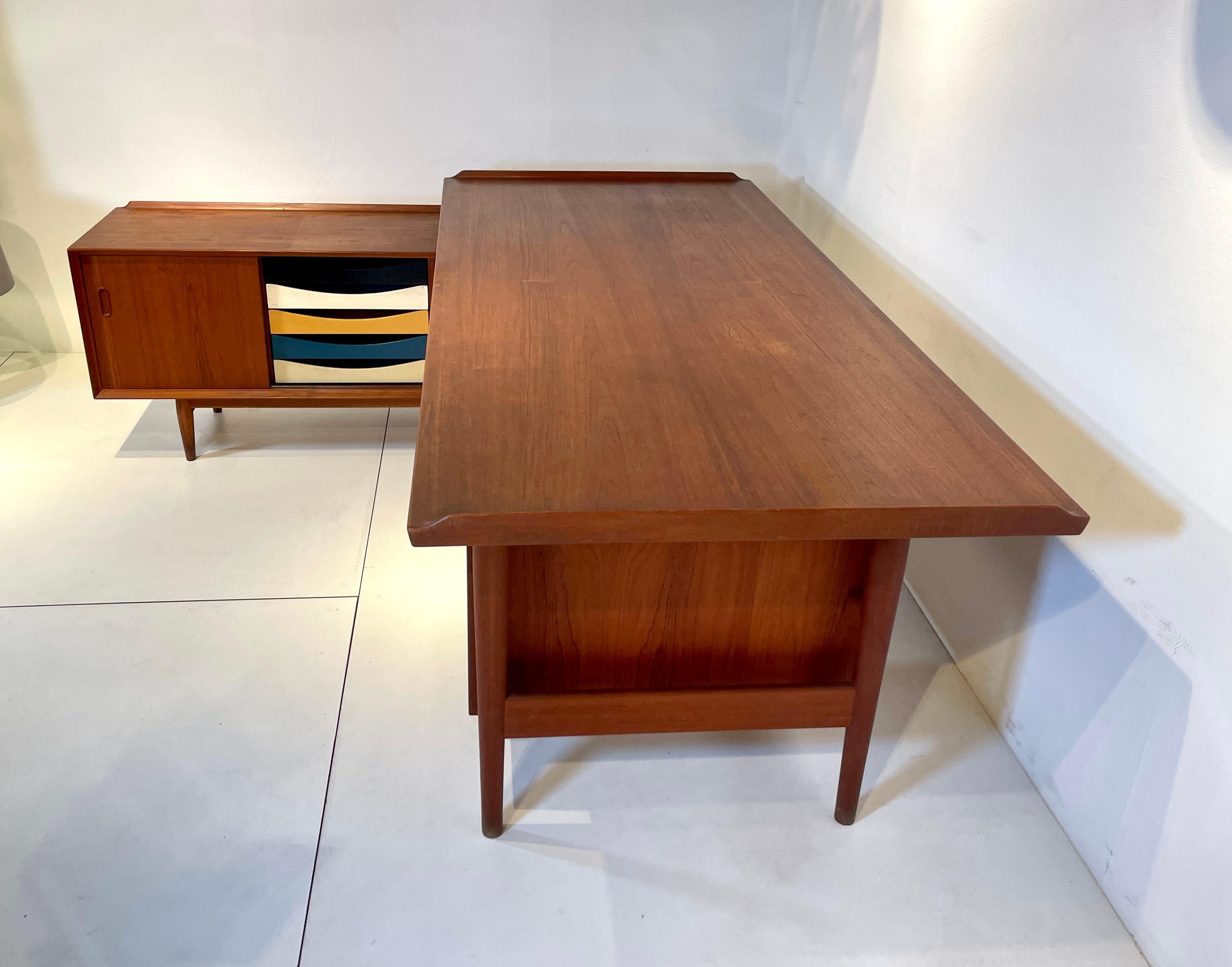 Desk with Sideboard Teak by Arne Vodder 7