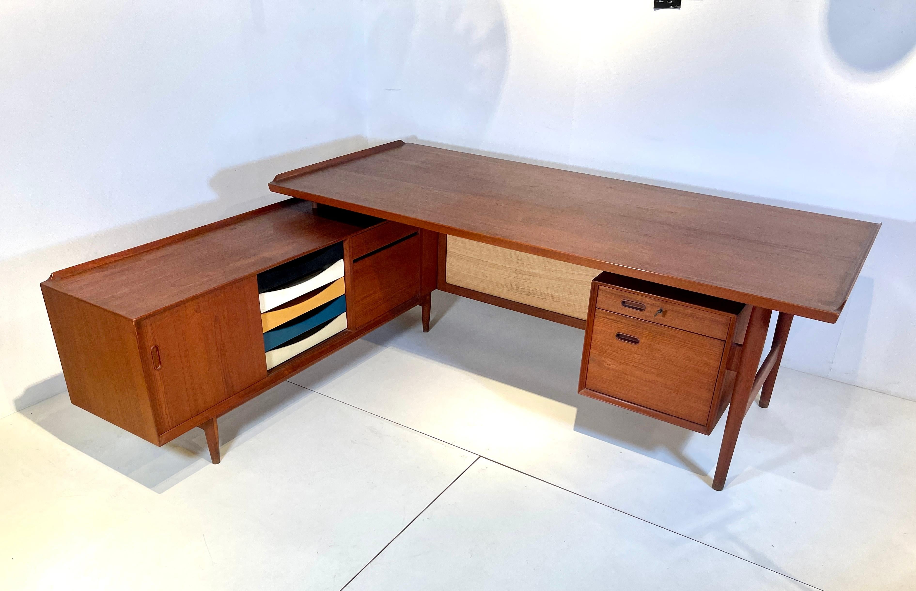 Desk with Sideboard Teak by Arne Vodder 9
