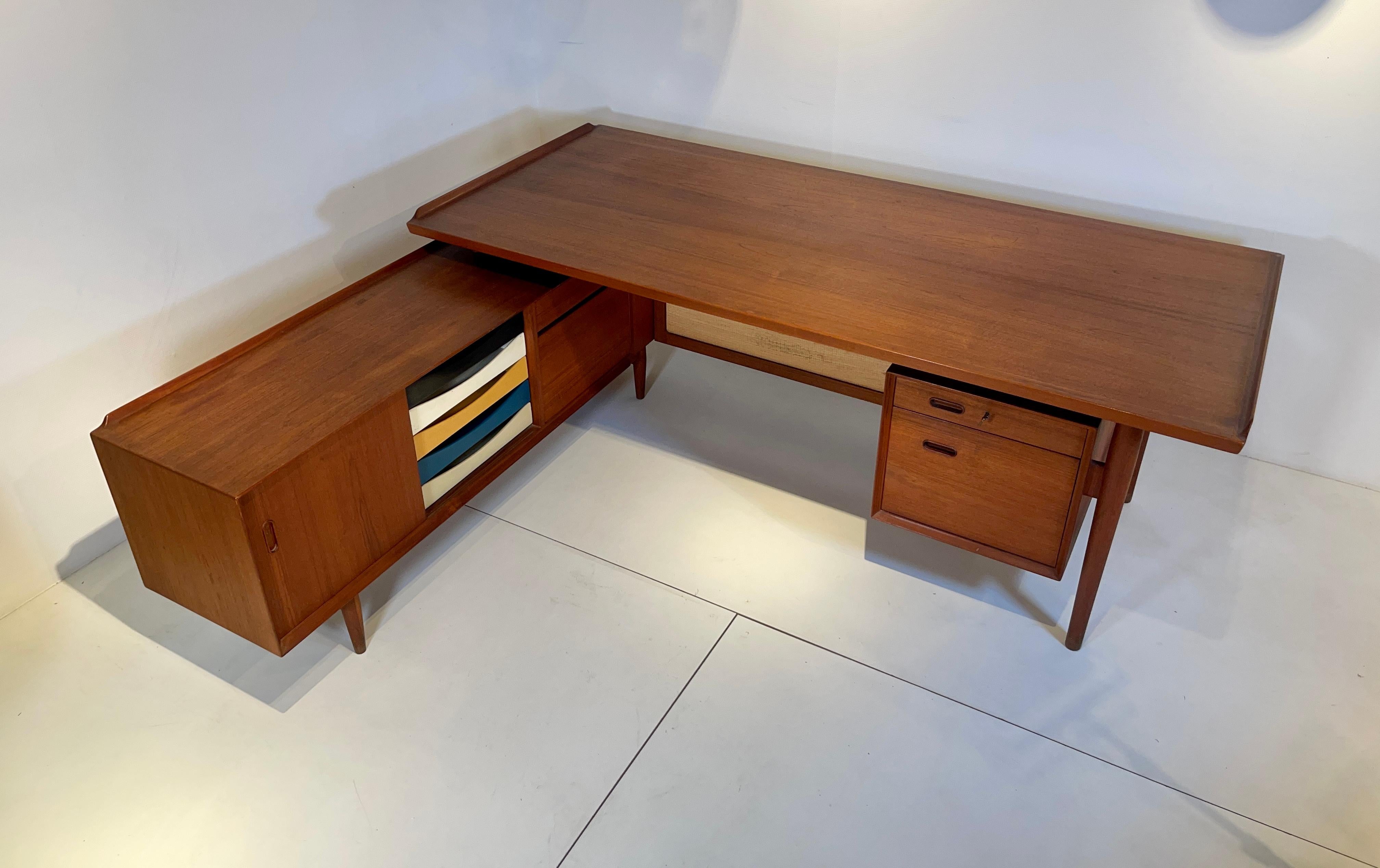 Danish Desk with Sideboard Teak by Arne Vodder