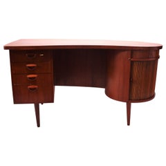 Desk with Sliding Door of Teak and Designed by Kai Kristiansen, 1960s