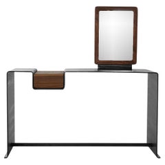 Escritorio con tocador Orgánico Contemporáneo Moderno Acero ennegrecido y cajón de nogal