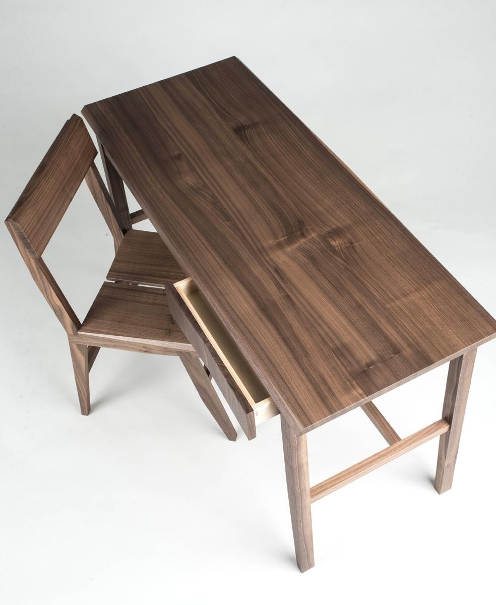 Bureau, table à écrire, bureau, noyer, moderne, bois dur, design semi-béton en vente 4