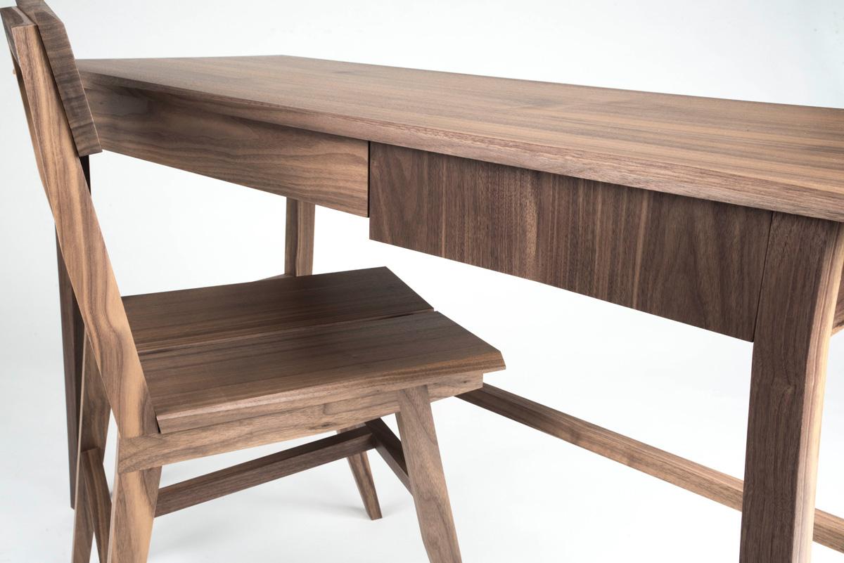 Moderne Bureau, table à écrire, bureau, noyer, moderne, bois dur, design semi-béton en vente
