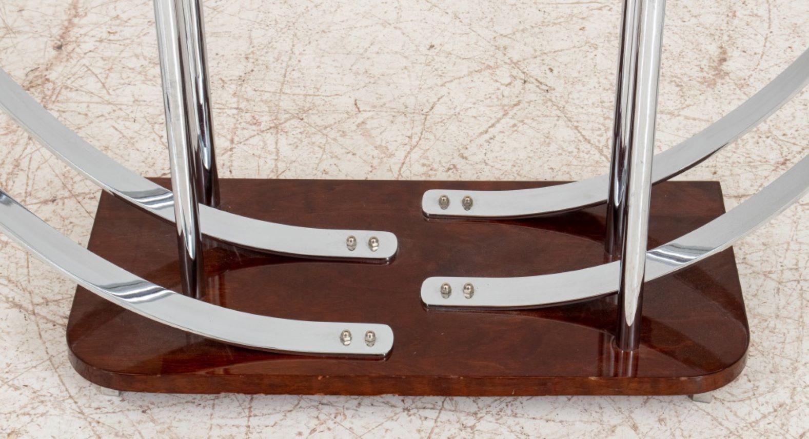 Deskey Attributed Art Deco Mahogany & Chrome Console In Good Condition For Sale In New York, NY