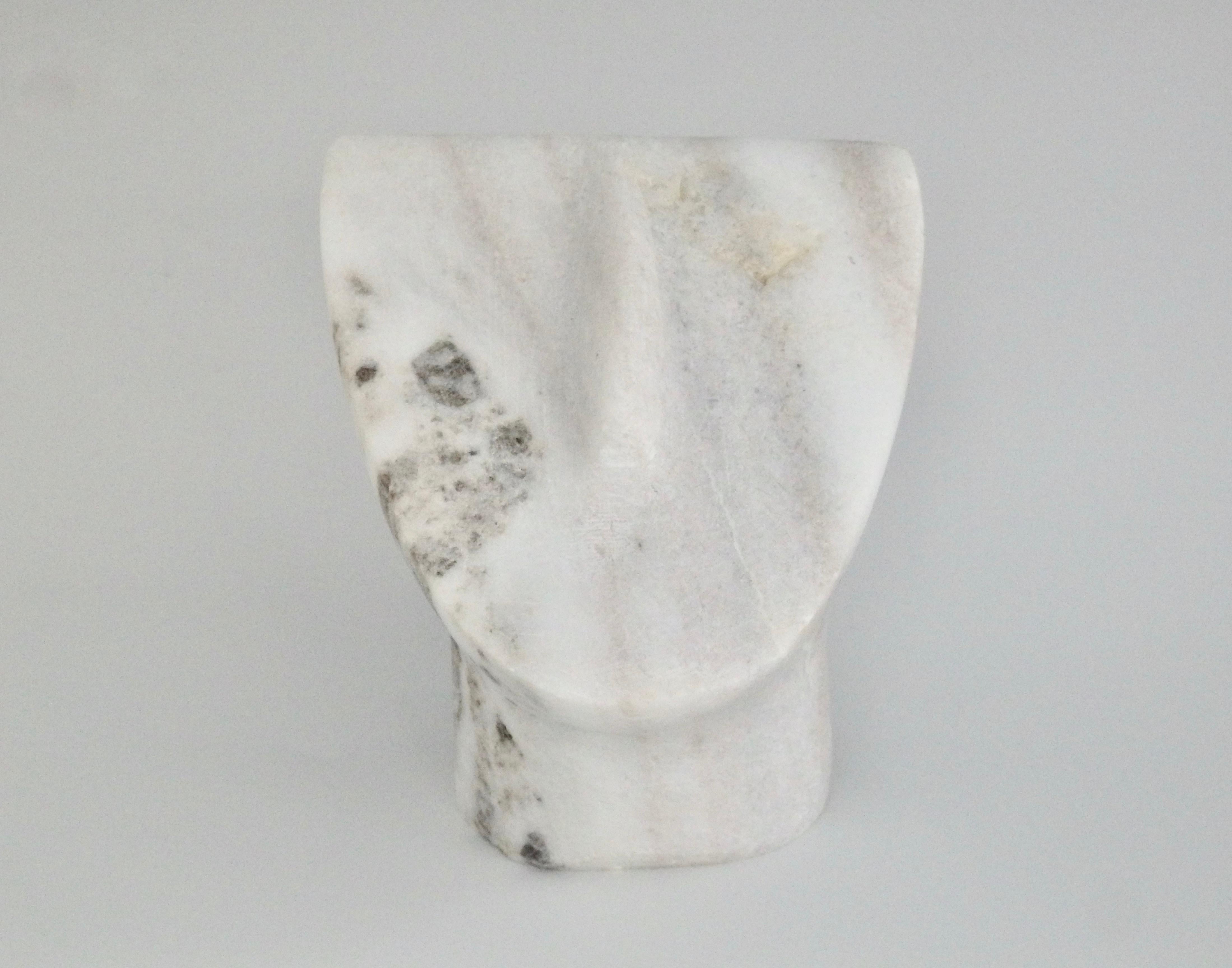 Desktop Abstract Face Sculpture in White Marble 4