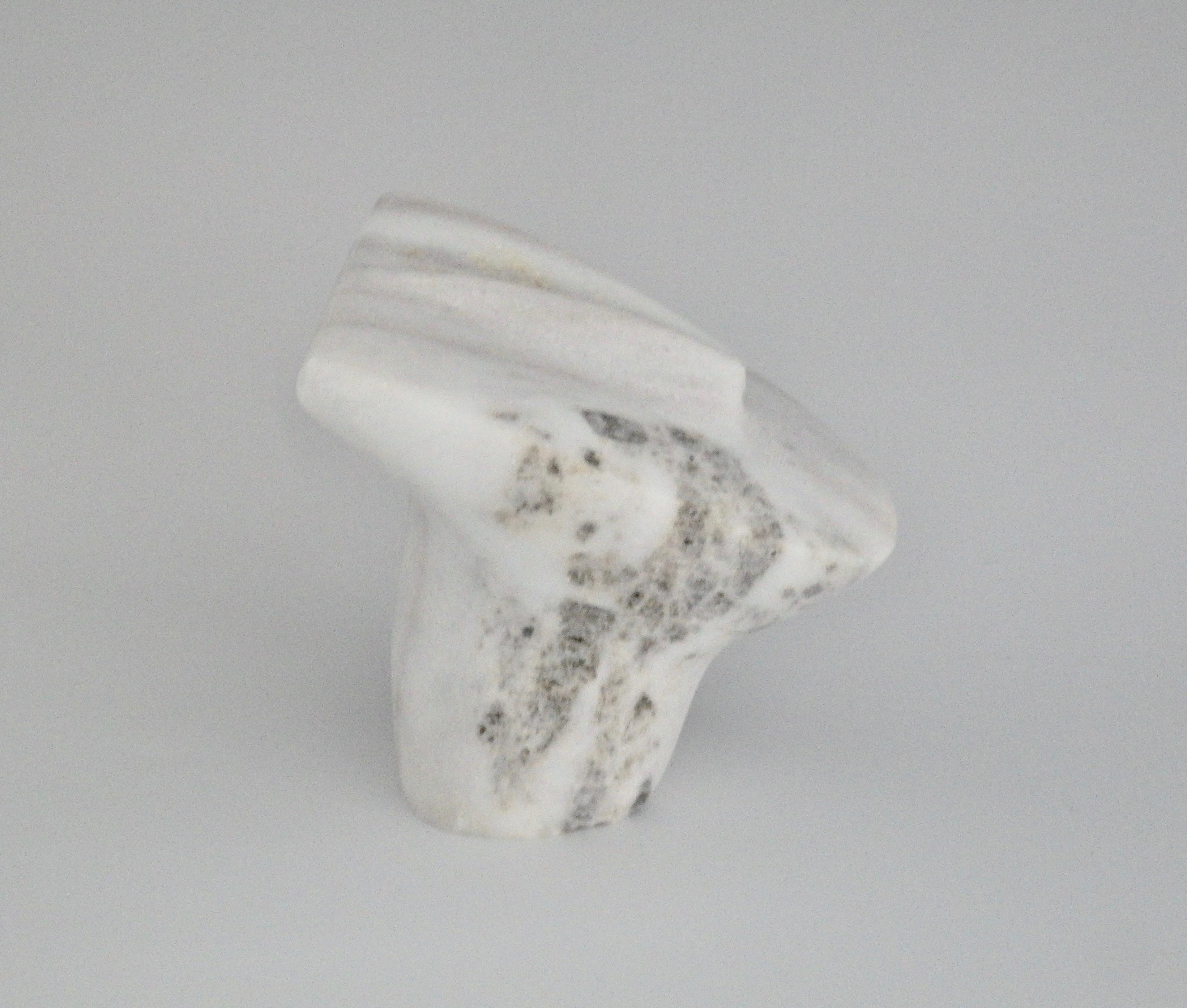 Hand-Crafted Desktop Abstract Face Sculpture in White Marble