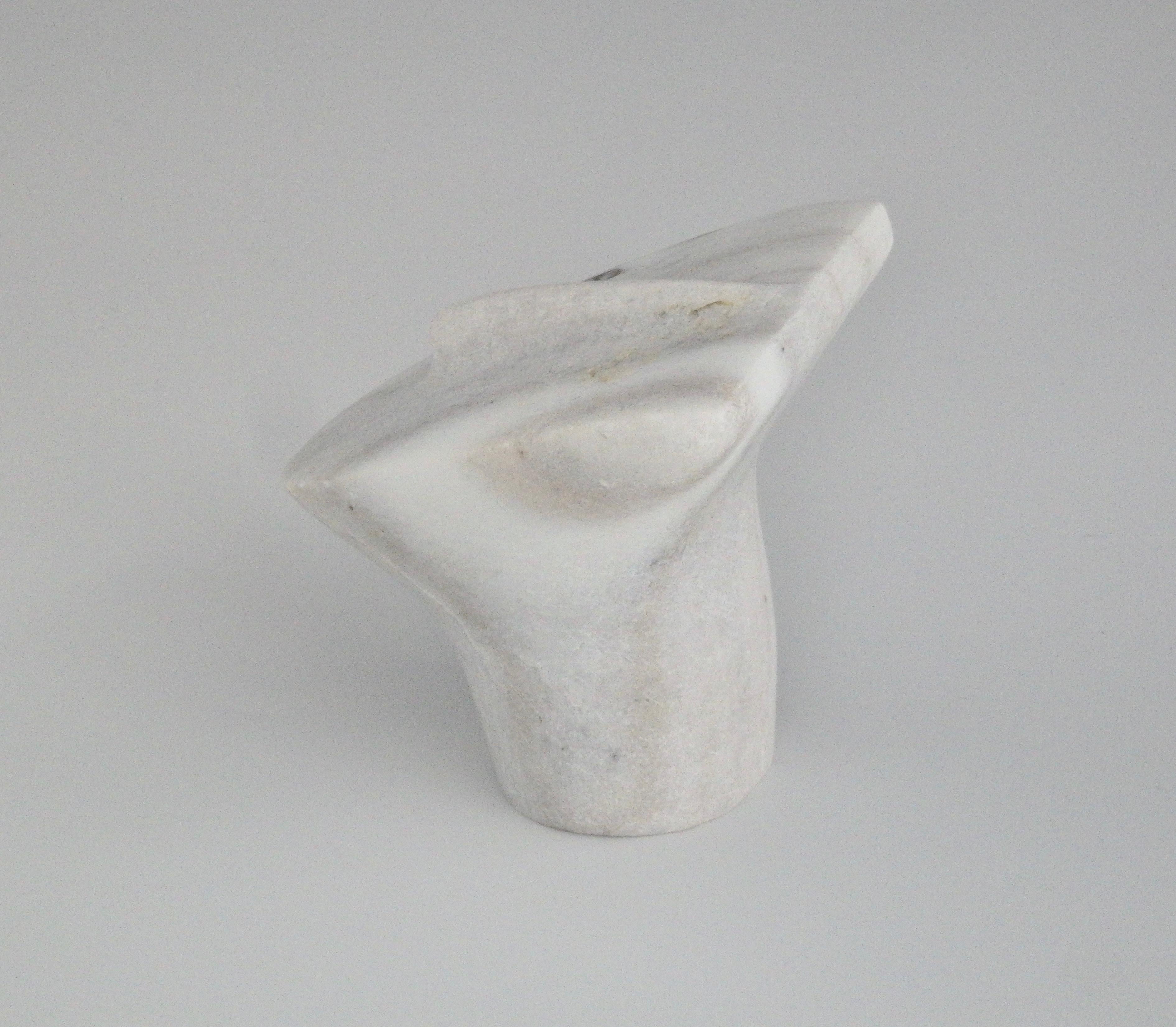 Desktop Abstract Face Sculpture in White Marble 1