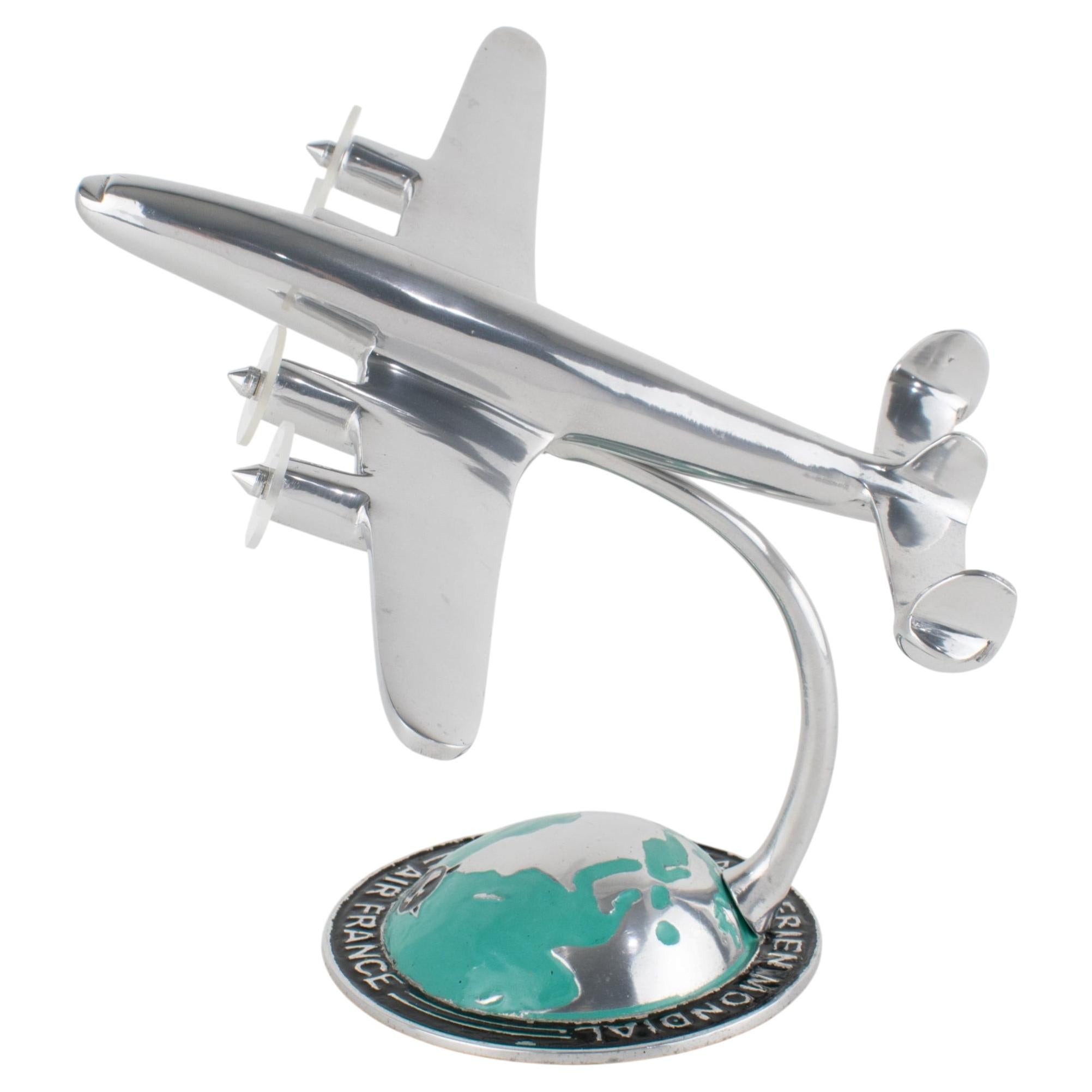 Desktop Airplane Model for Air France, Aluminum Lockheed Constellation, 1950