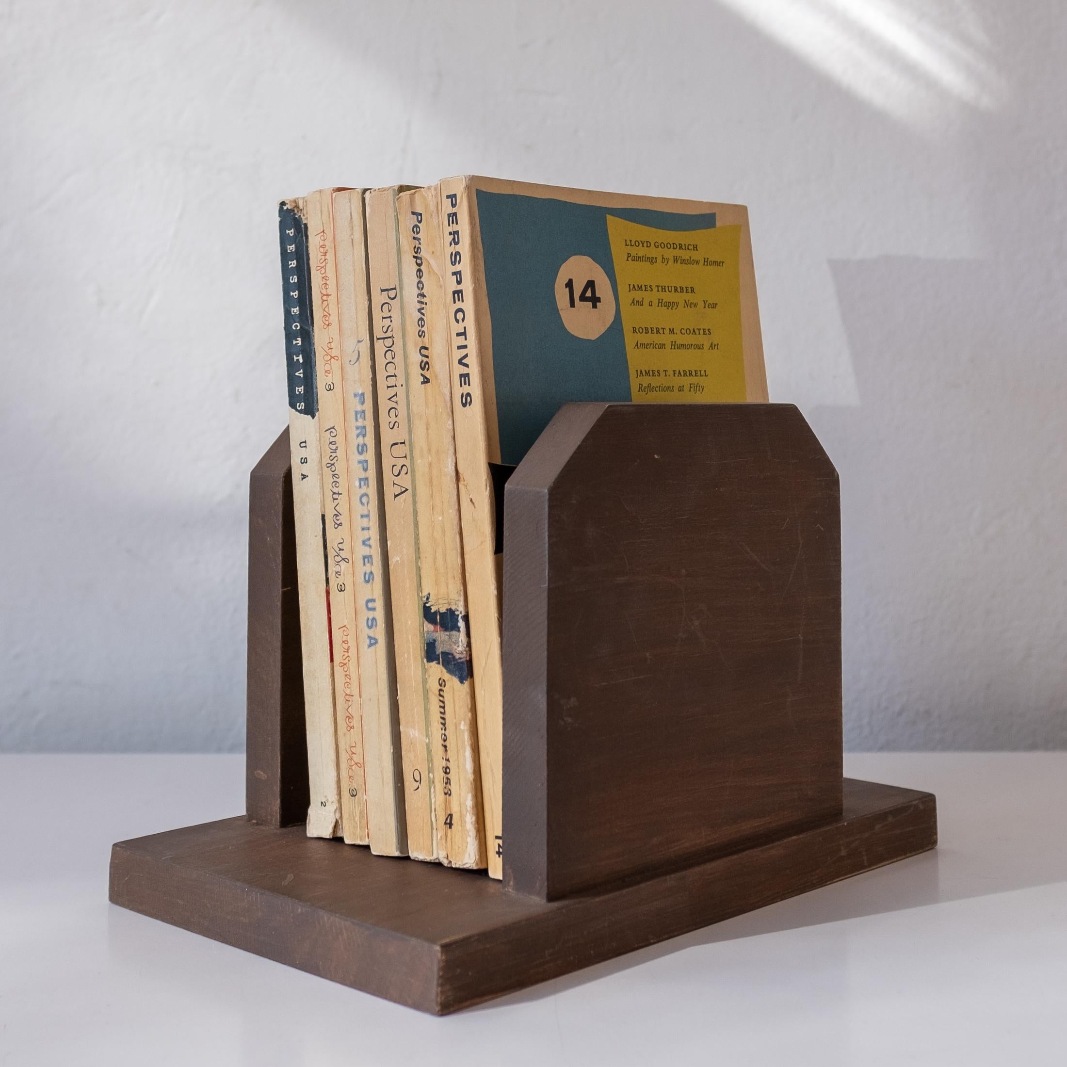 Desktop book or mail holder by John Lloyd Wright (December 12, 1892 – December 20, 1972). This was part of the many furnishings designed by John Lloyd Wright’s House for Mr. Yager Cantwell (1962-63) in Rancho Santa Fe. 

John Lloyd Wright was an