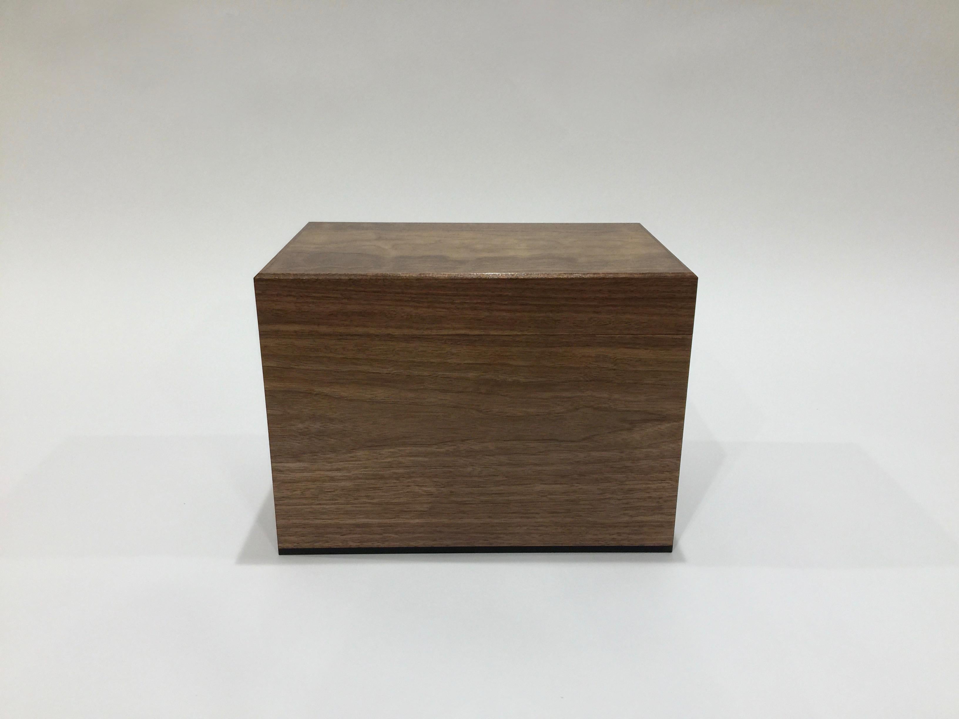 American Desktop Humidor in Curly Walnut with Details in Ebony Featuring a Leather Base For Sale