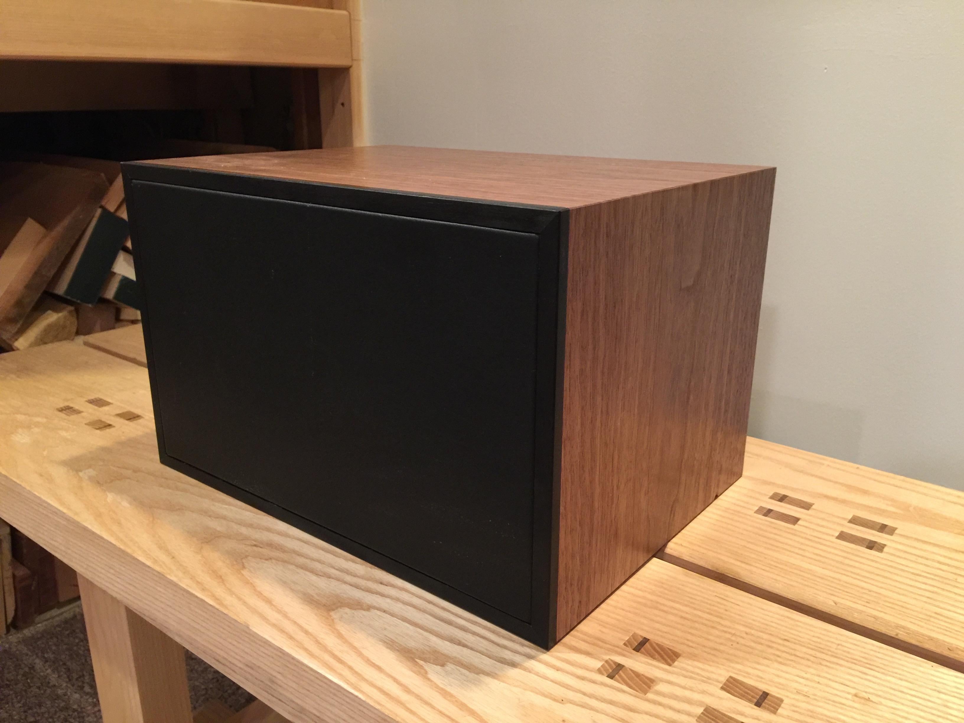 Desktop Humidor in Curly Walnut with Details in Ebony Featuring a Leather Base In Excellent Condition For Sale In Princeton, NJ