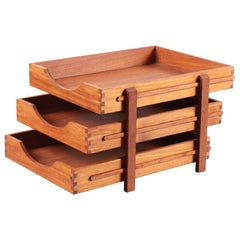 Organizzatore da tavolo in teak, Made in Denmark, anni '50