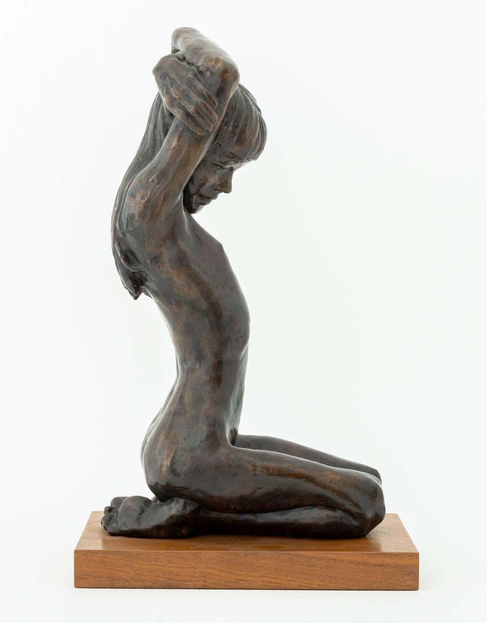 Bermudian Desmond Fountain Kneeling Nude Patinated Bronze For Sale