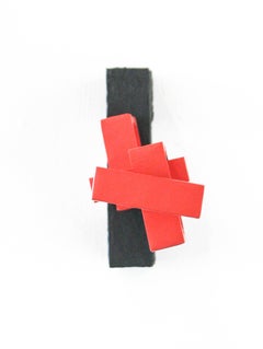 Handshake- Plastic, Spray Paint, Steel, Red, Chain, Sculpture, Wall Mounted