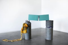 Used Tryin' to holla but it tore up- Blue, Gray, Yellow, Freestanding, Sculpture