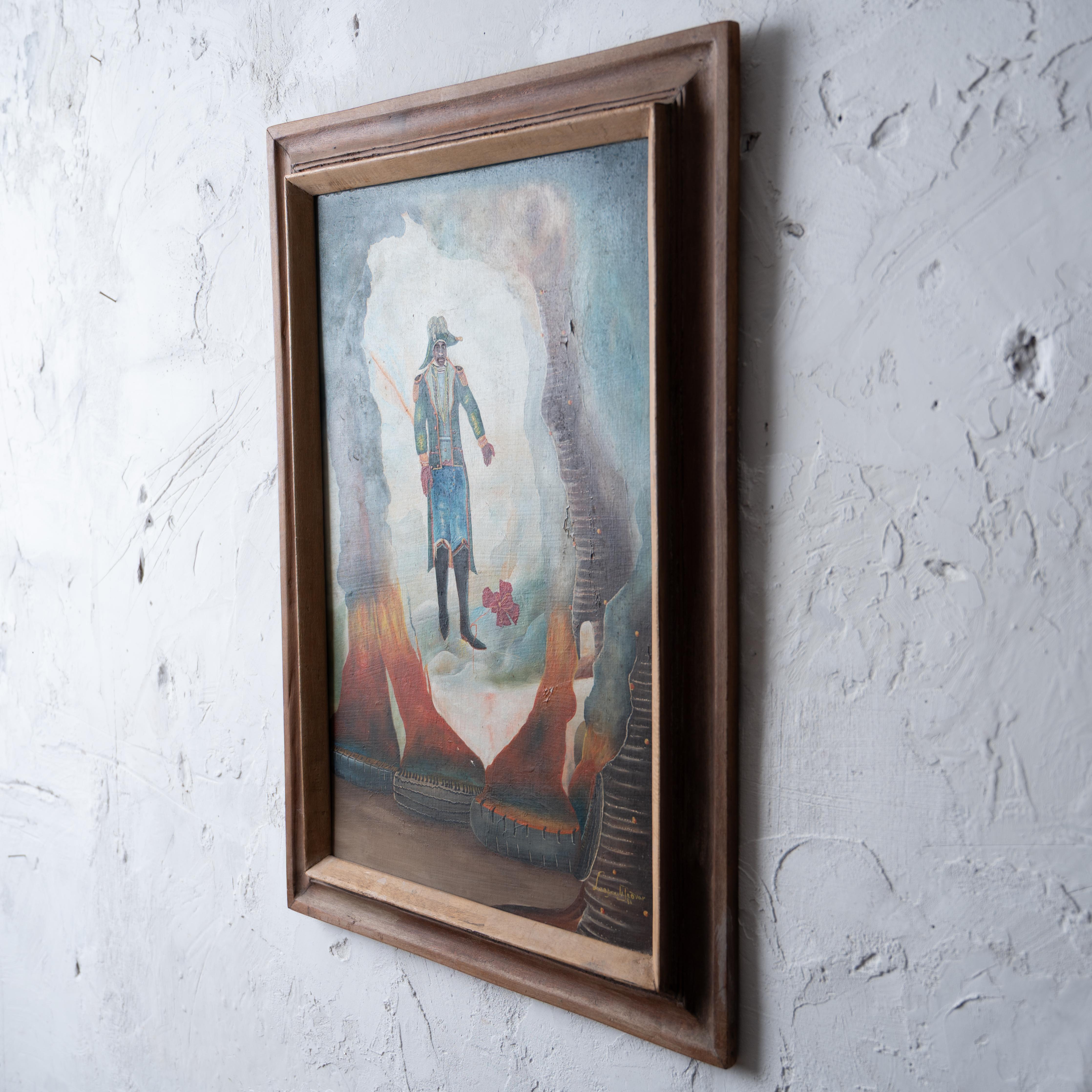 Dessalines dans la douleur - Peinture haïtienne, 1986 en vente 3