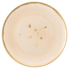 Dessert Coupe Plate Cream Enamel Golden Edge Hand Painted Porcelain Made Italy