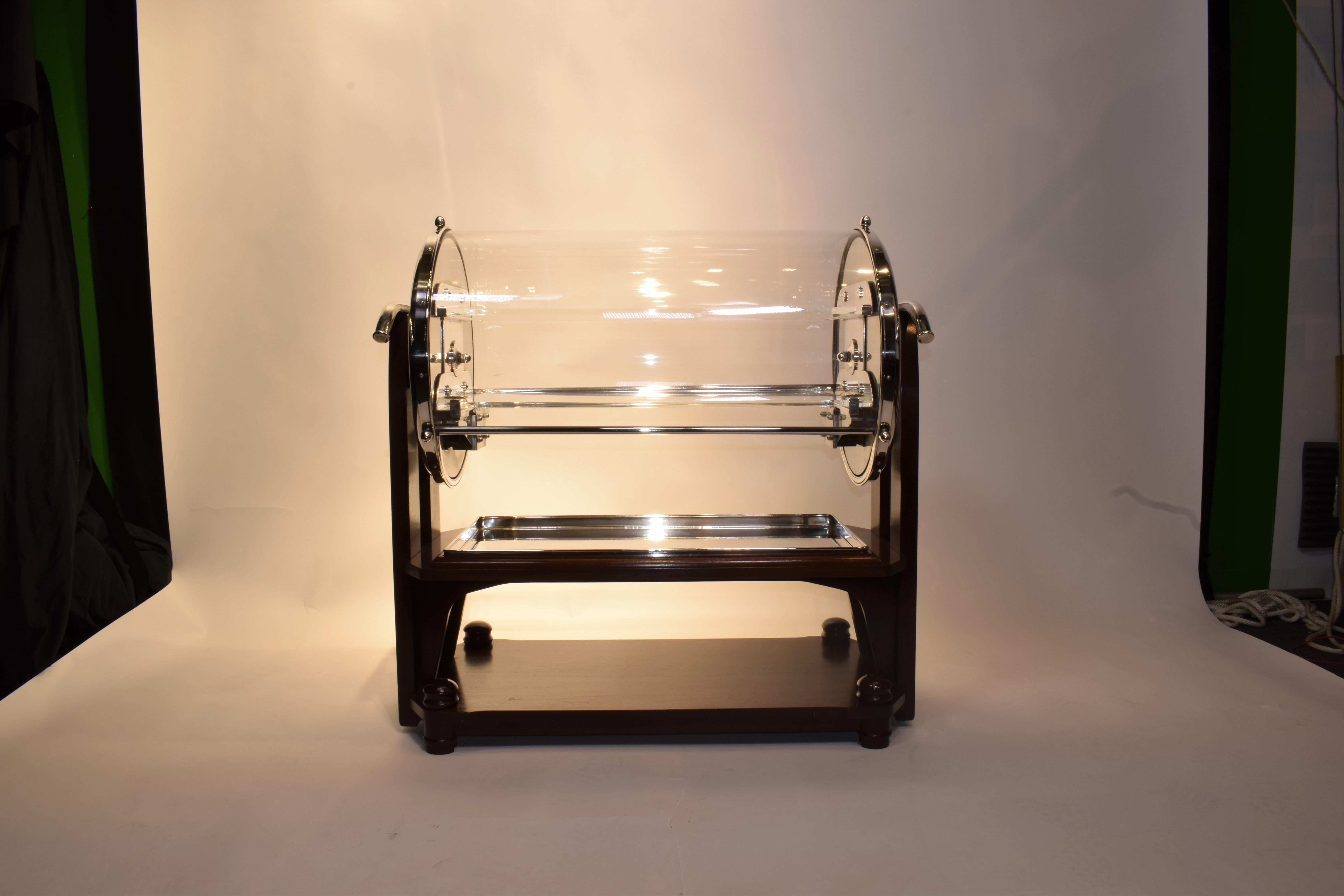 A Very Fine & Unusual Desert Display Cart by Christofle. In working condition. 
France, circa 1950.
Dimensions: Height 37