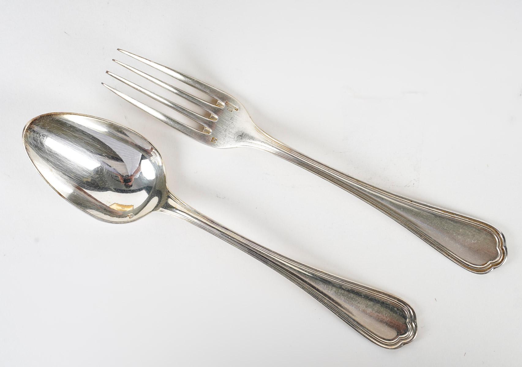 Dessertbesteck von Christofle, 1950-1960. im Zustand „Gut“ im Angebot in Saint-Ouen, FR