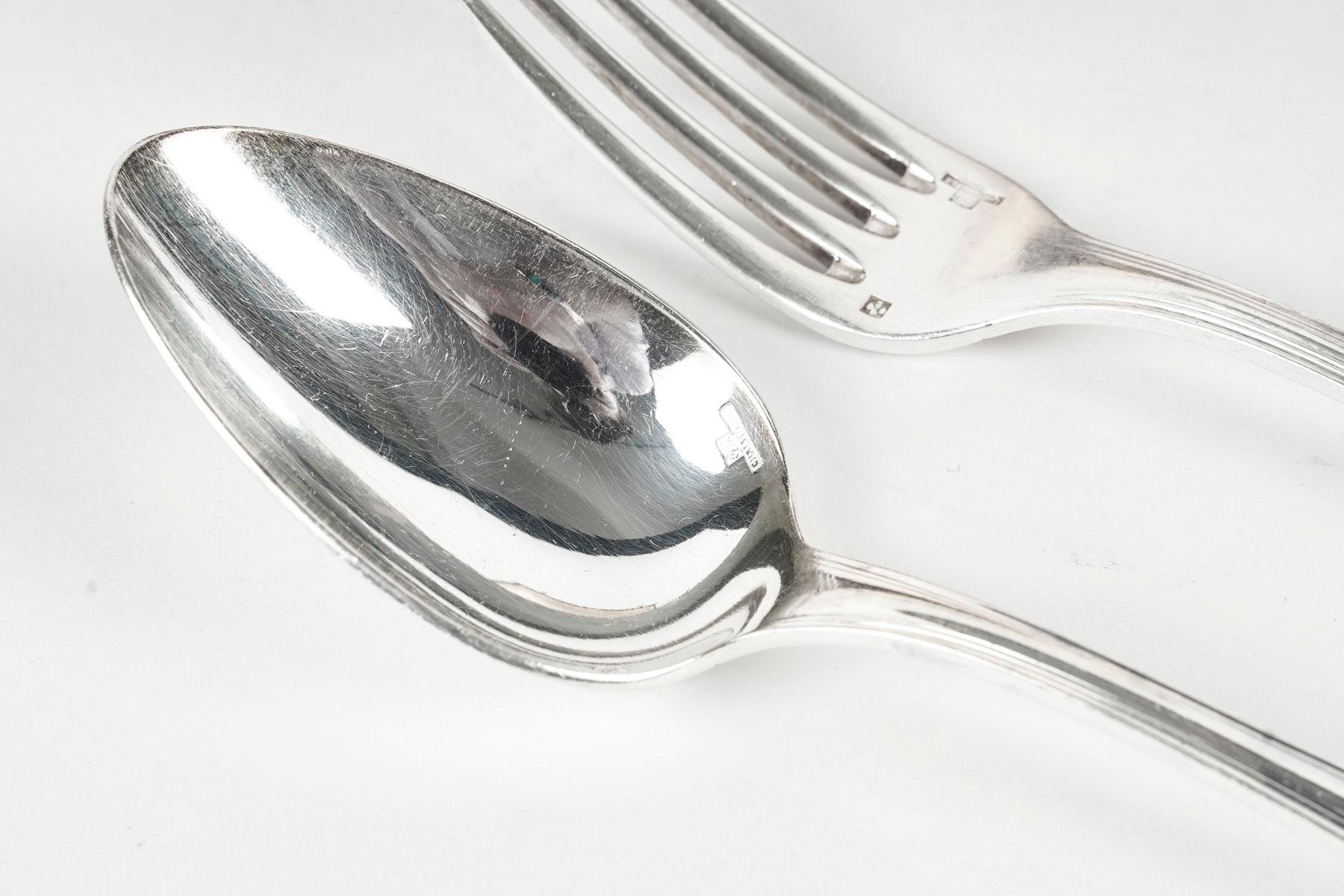 Dessertbesteck von Christofle, 1950-1960. (Versilberung) im Angebot