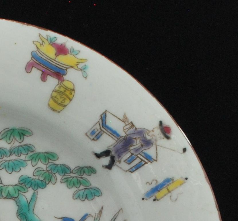Chinoiserie Dessert Plate, Bow Porcelain Factory, circa 1760 For Sale