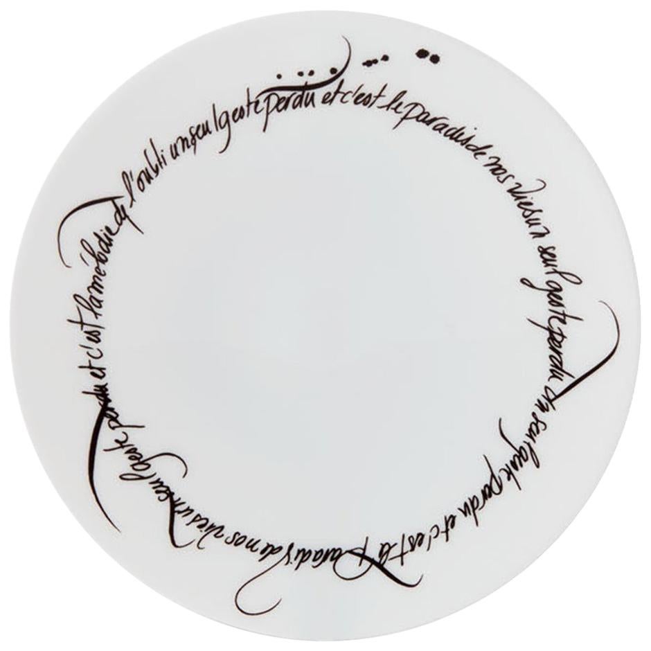 Dessert Porcelain Plate Collection Rue de Paradis Model " Calligraphy"