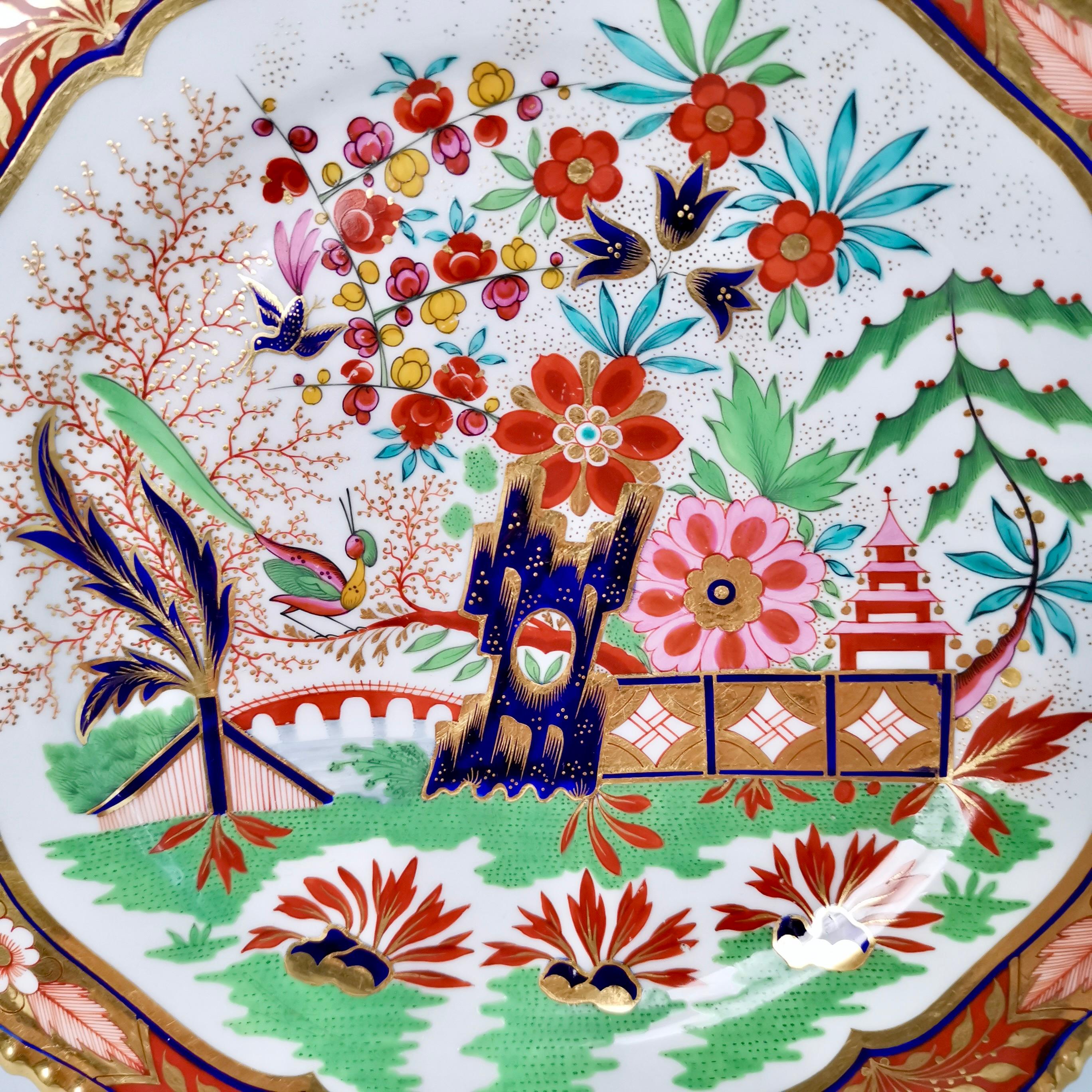Hand-Painted Dessert Plate Flight Barr & Barr, Rich Imari Pattern, Regency ca 1825
