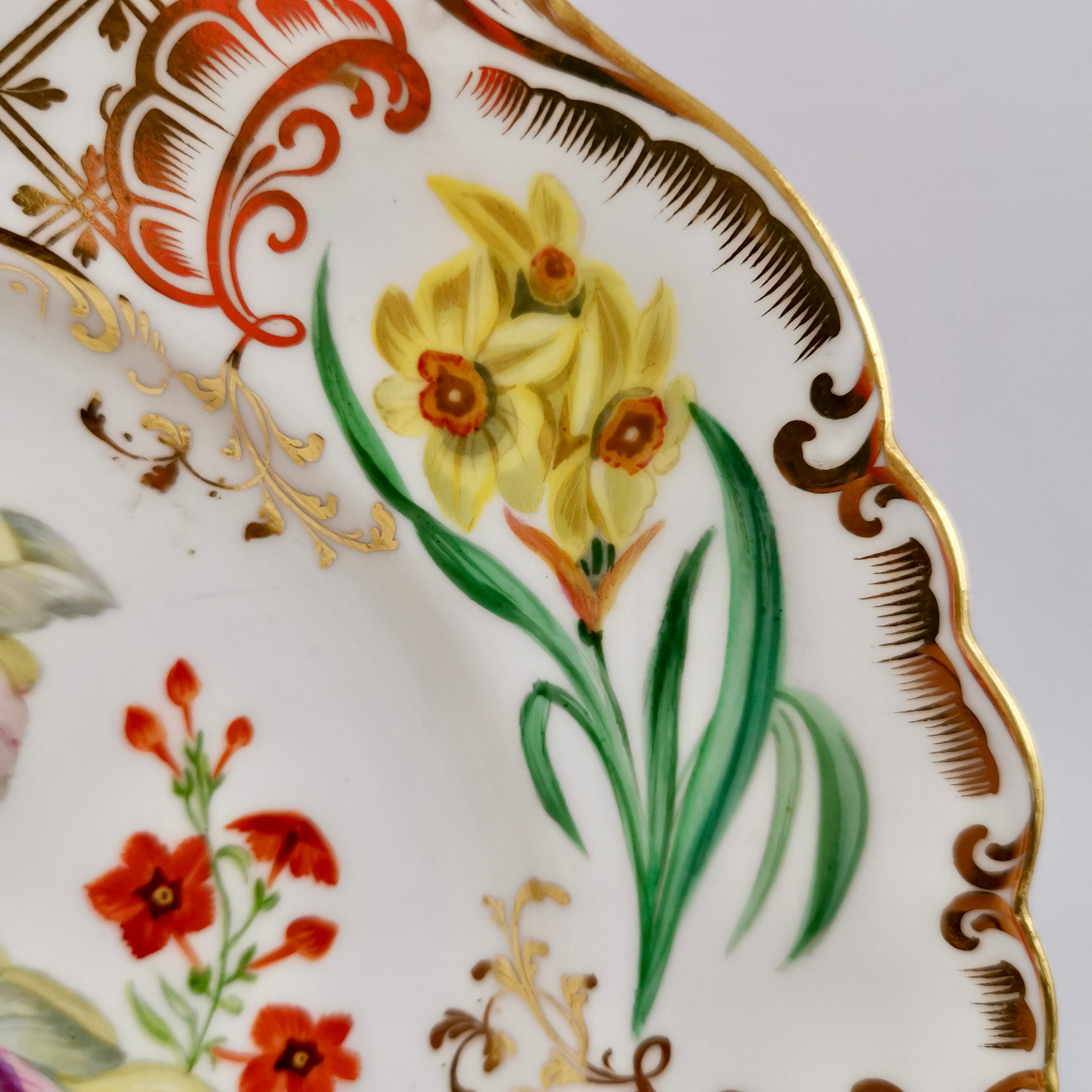 Dessert Plate Ridgway, Sublime Flowers and Gilt, Victorian 1845-1850 In Good Condition In London, GB