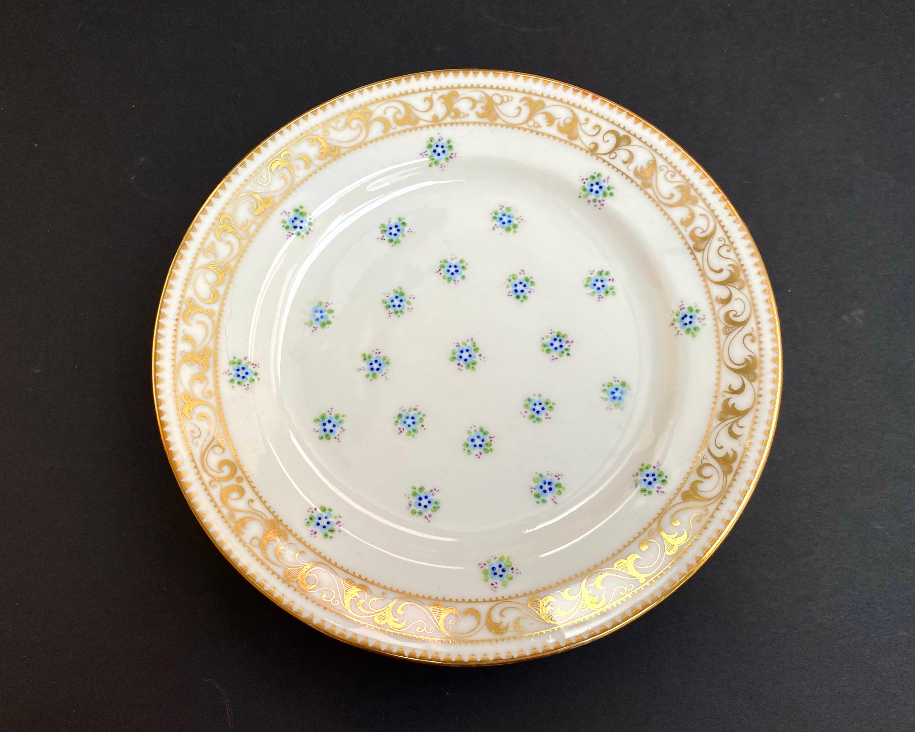 Dessert Plates Antique Set 6 Hand-Painted Plates in Porcelain France, 1930s 8