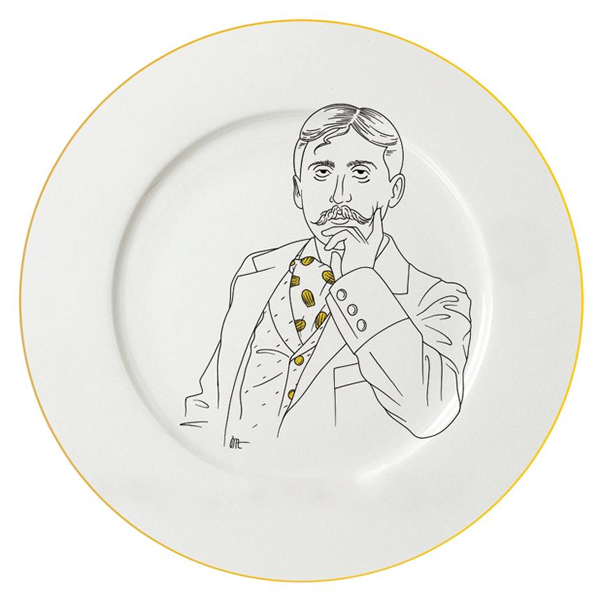 Dessert Porcelain Gold Plate, Parisian Style Marcel Proust