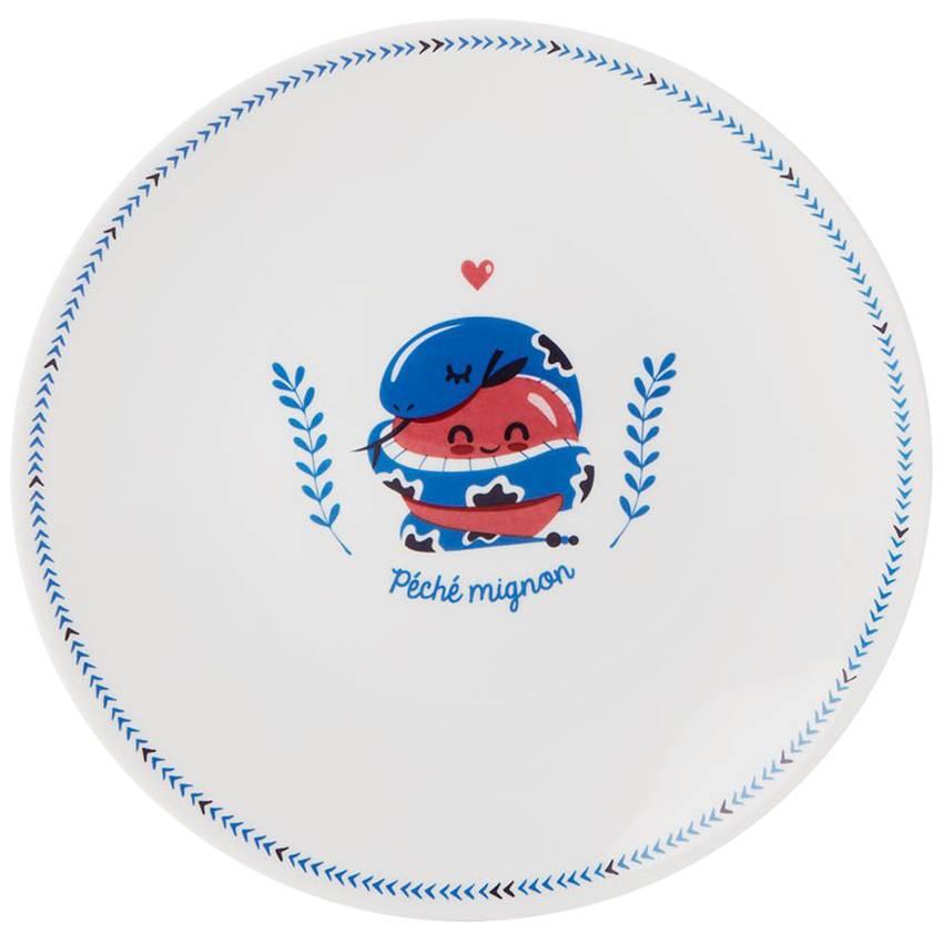 Dessert Porcelain Plate Collection Rue de Paradis Model " Pretty Sin" For Sale