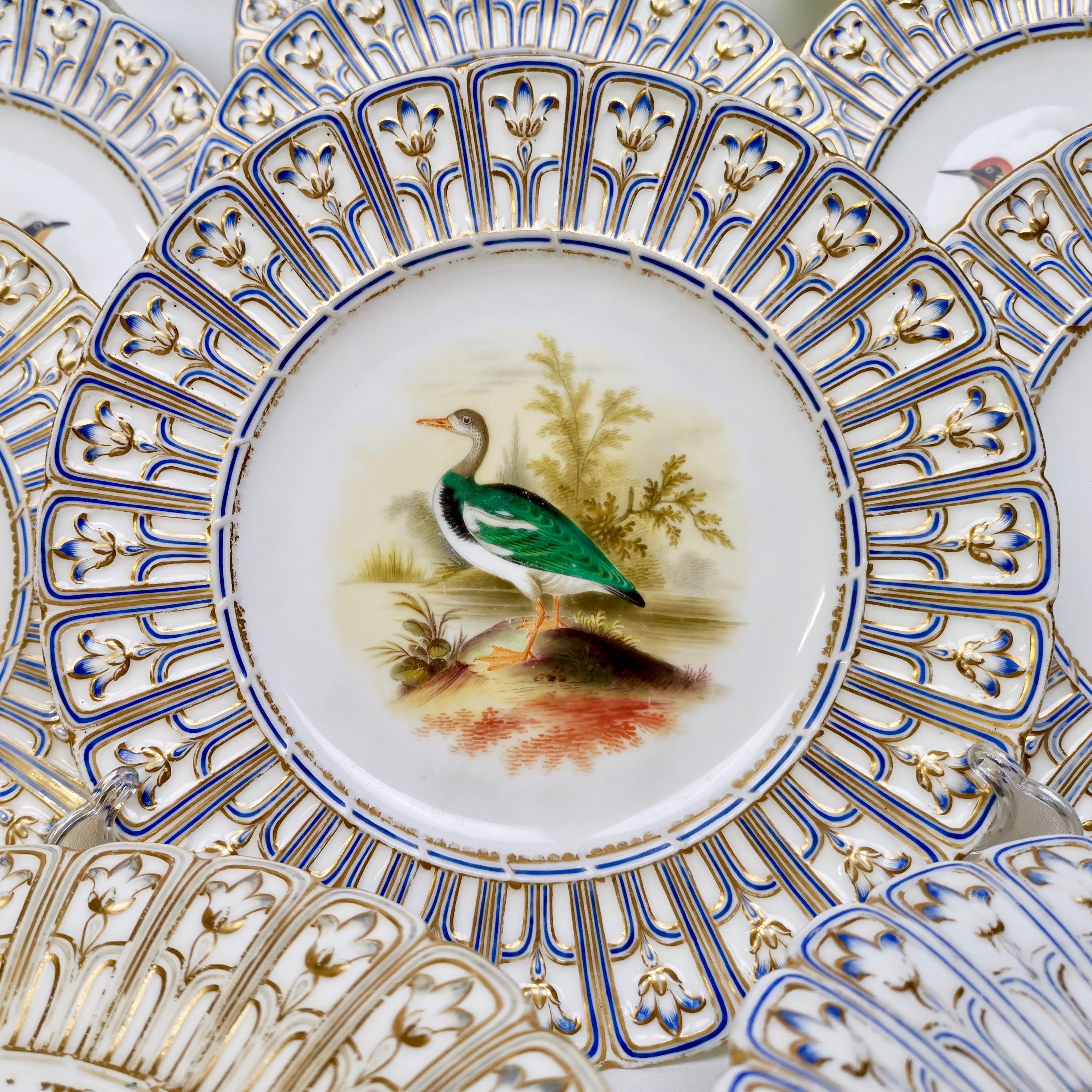 Minton Porcelain Dessert Service, Named Birds by Joseph Smith, Victorian 1851 6