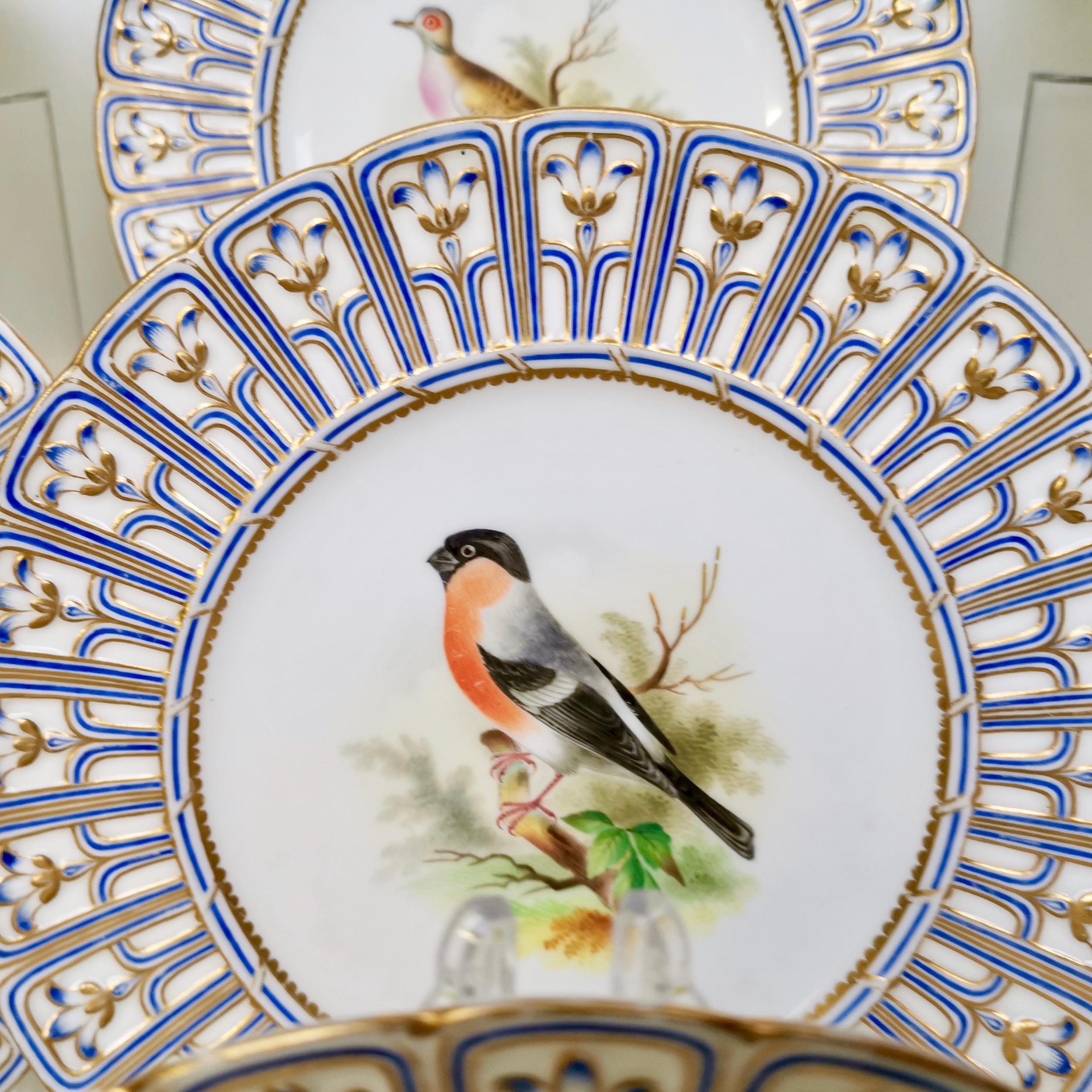 Minton Porcelain Dessert Service, Named Birds by Joseph Smith, Victorian 1851 7