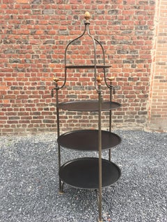 Dessert / Shelves in Lacquered Metal, with Birds in Gilded Metal circa 1970-1980