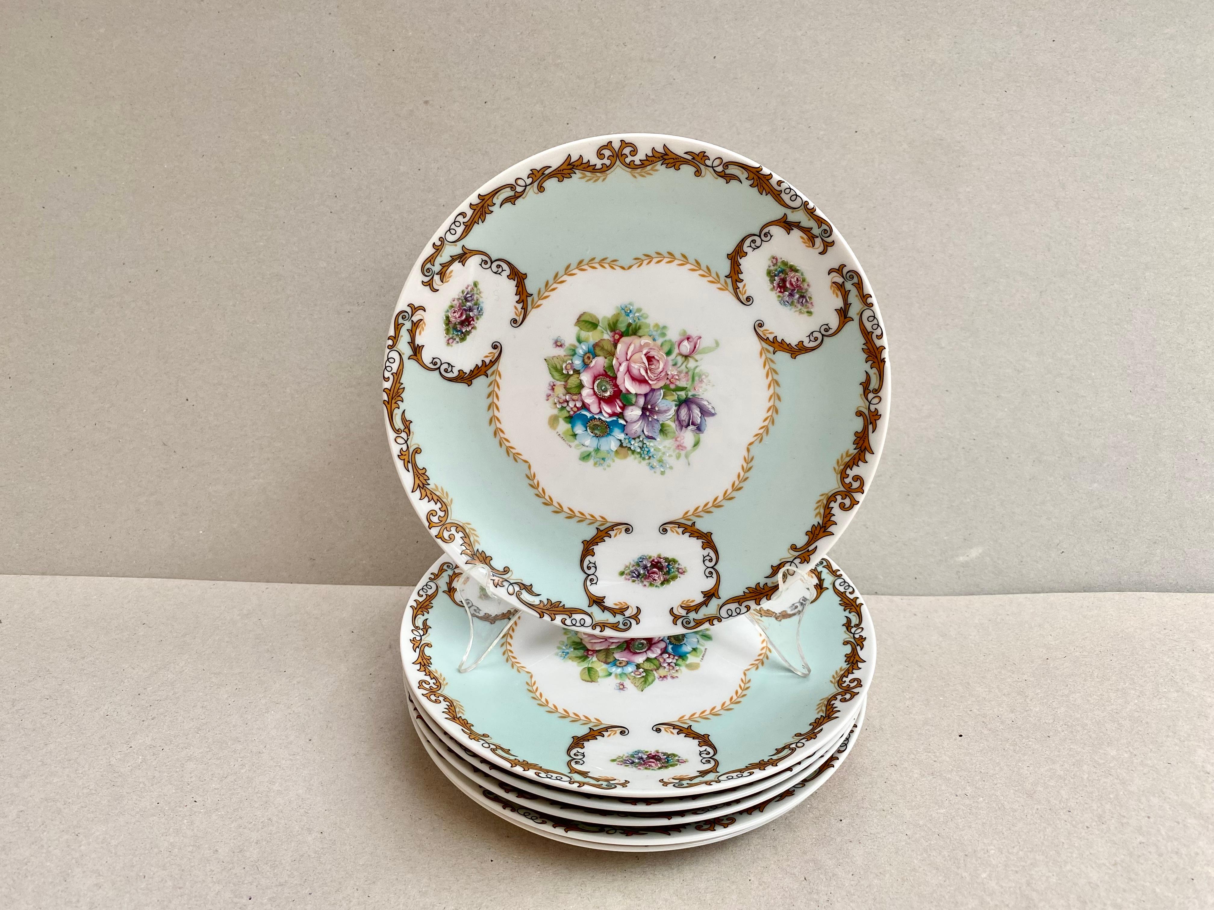German Dessert Snack Plates Set 6 Vintage Bavarian Porcelain Seltmann  Weiden For Sale