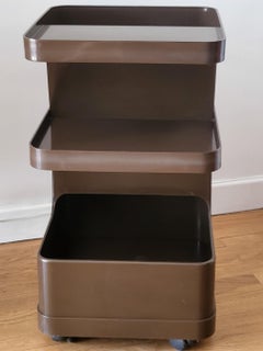 Desserte sur roulette Marc Held Prisunic plastique marron Francais 1970 Vintage