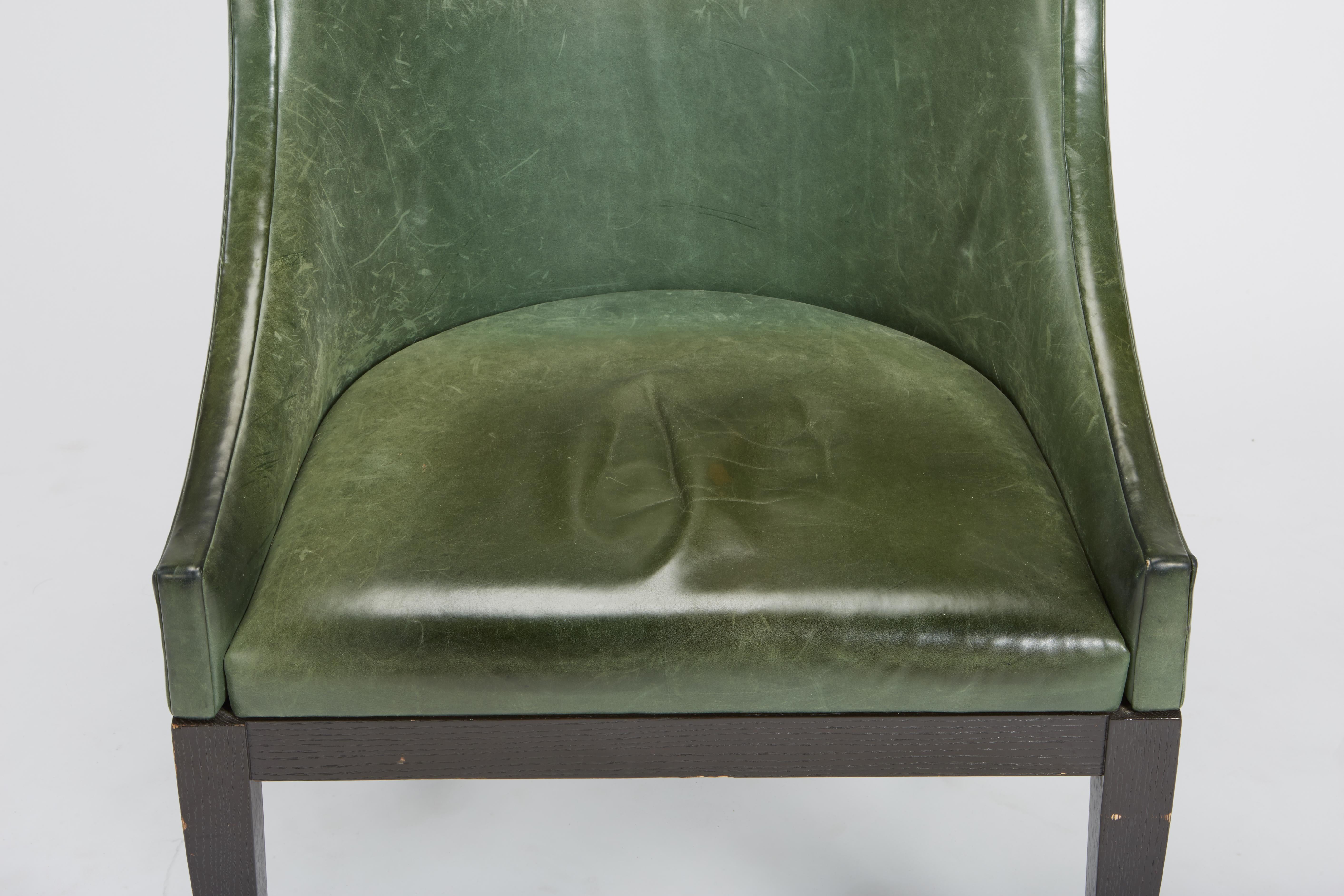 Dessin Fournir Classical Modern High Wingback with Green Leather Armchairs 3