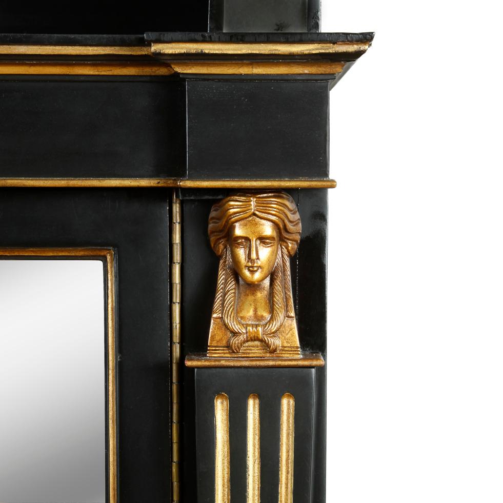 Regency Dessin Fournir Ebonized Bookcase with Gilt Detail