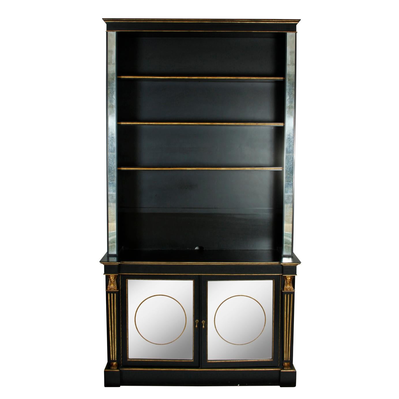 Dessin Fournir Ebonized Bookcase with Gilt Detail In Good Condition In Locust Valley, NY