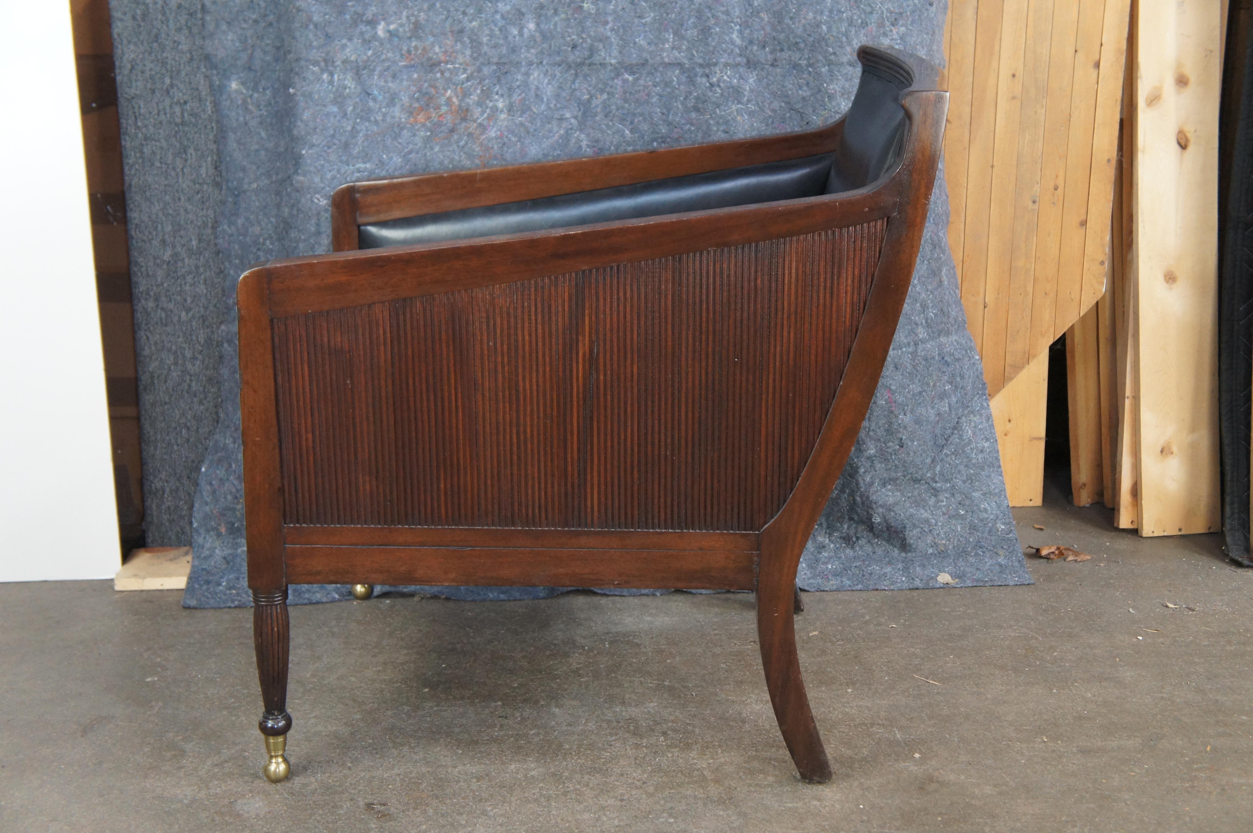 20th Century Dessin Fournir English Regency Mahogany & Leather 'Nelson' Lounge Chair Modern For Sale